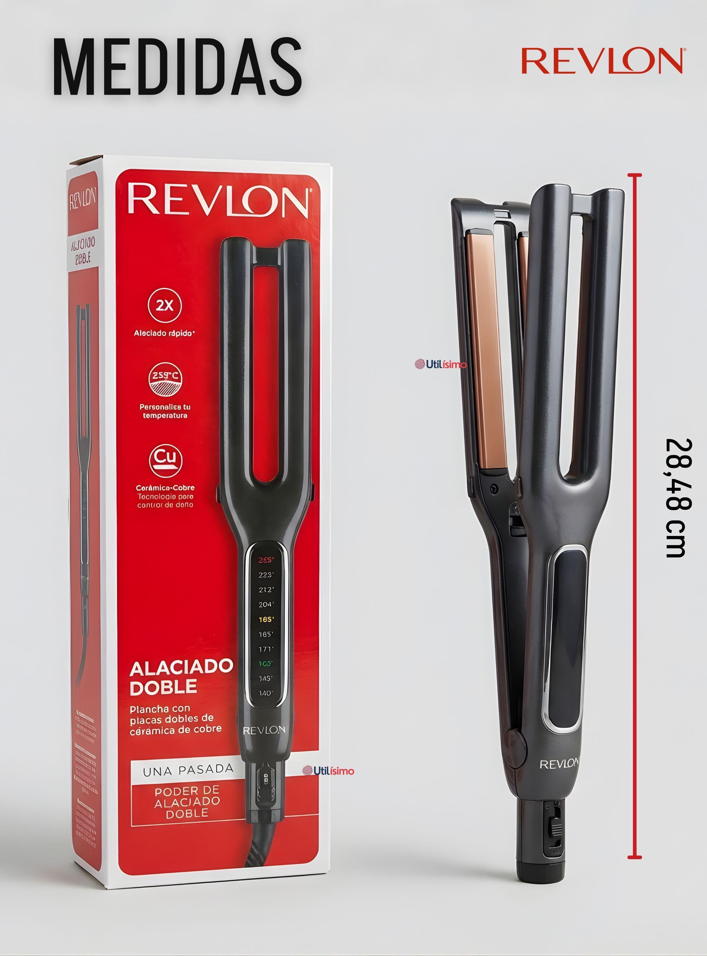 Plancha Alisadora De Cabello Revlon Placas Dobles Cerámica De Cobre RVST2204 Alaciadora Negra-3