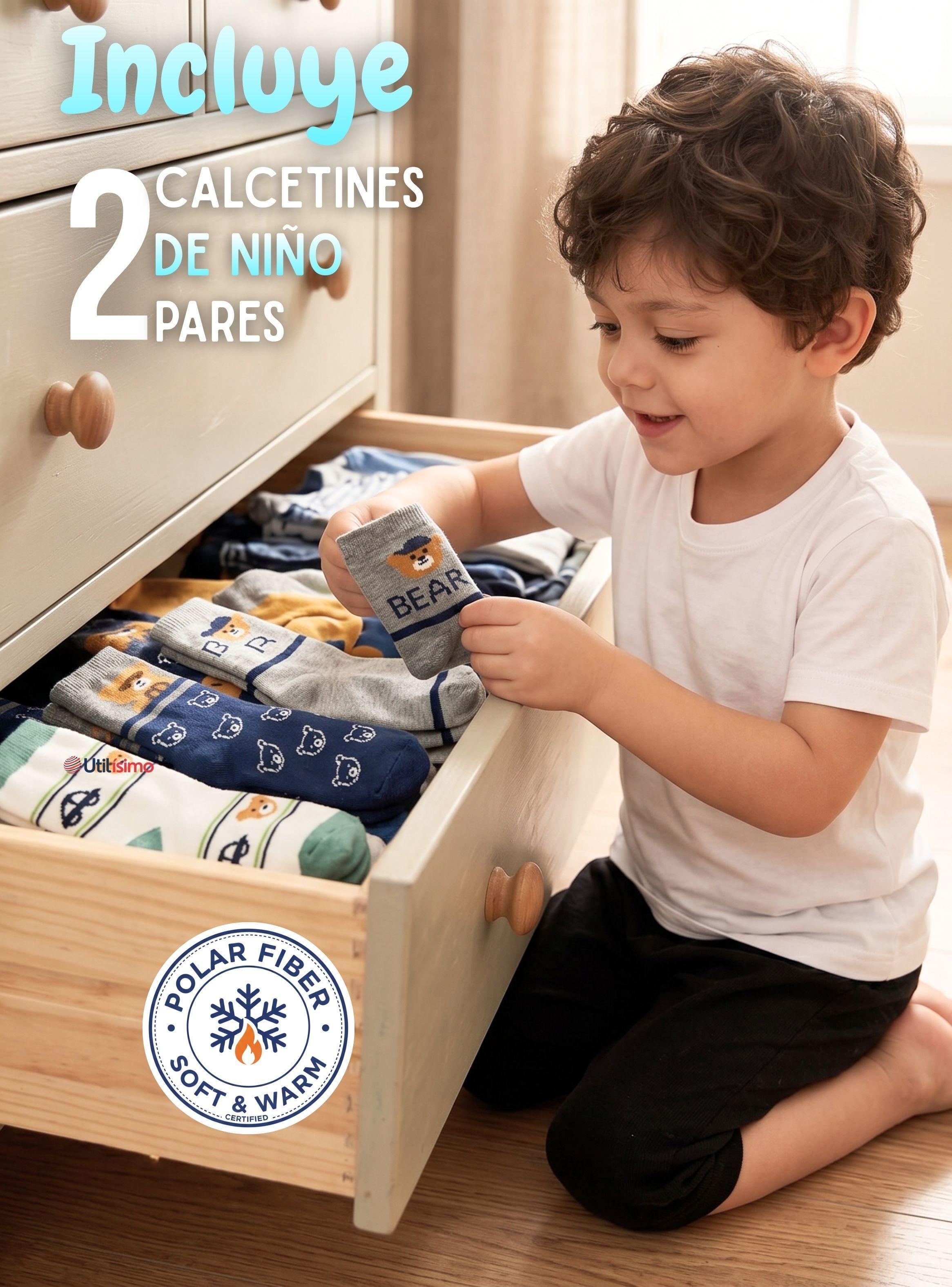 Pack 2 Pares Calcetines Toalla de Niño Suaves Cálidos Invierno Colores Surtidos-2