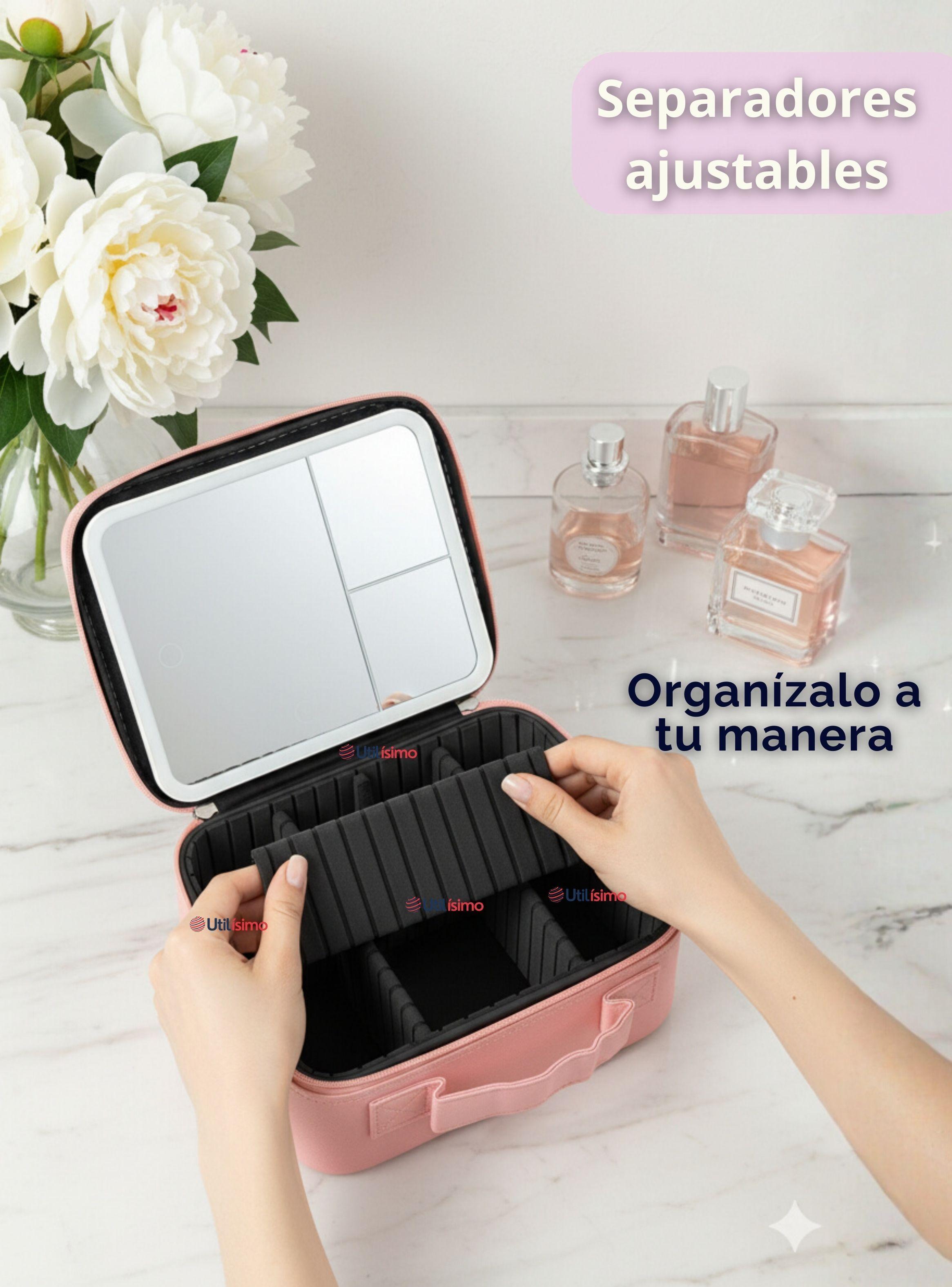 Estuche Maquillaje 2 en 1 Cosmetiquero Espejo Con Luz Led Organizador-5