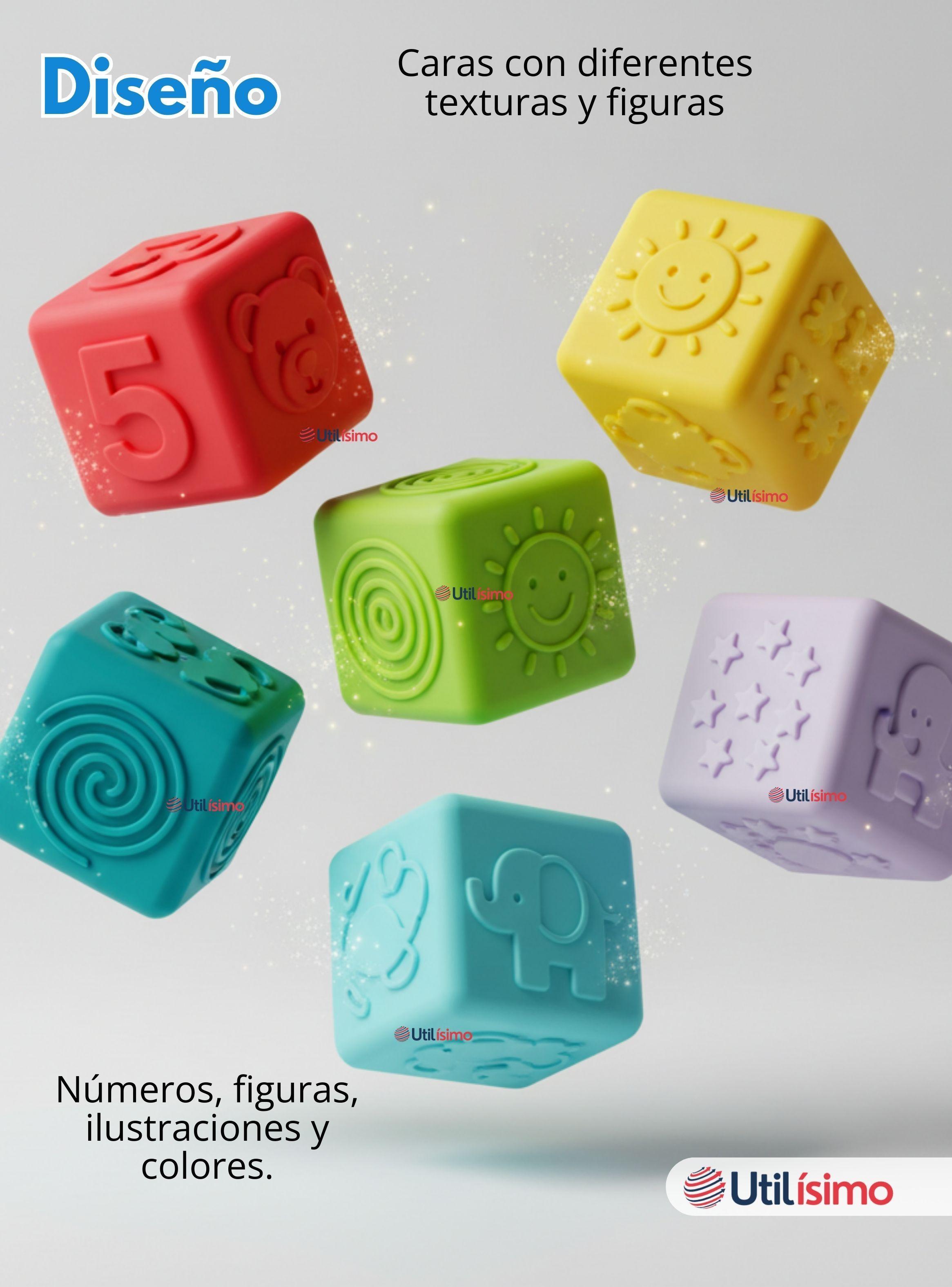 Set de 8 Bloques Sensoriales De Silicona Con Números Juguete Bebé-7