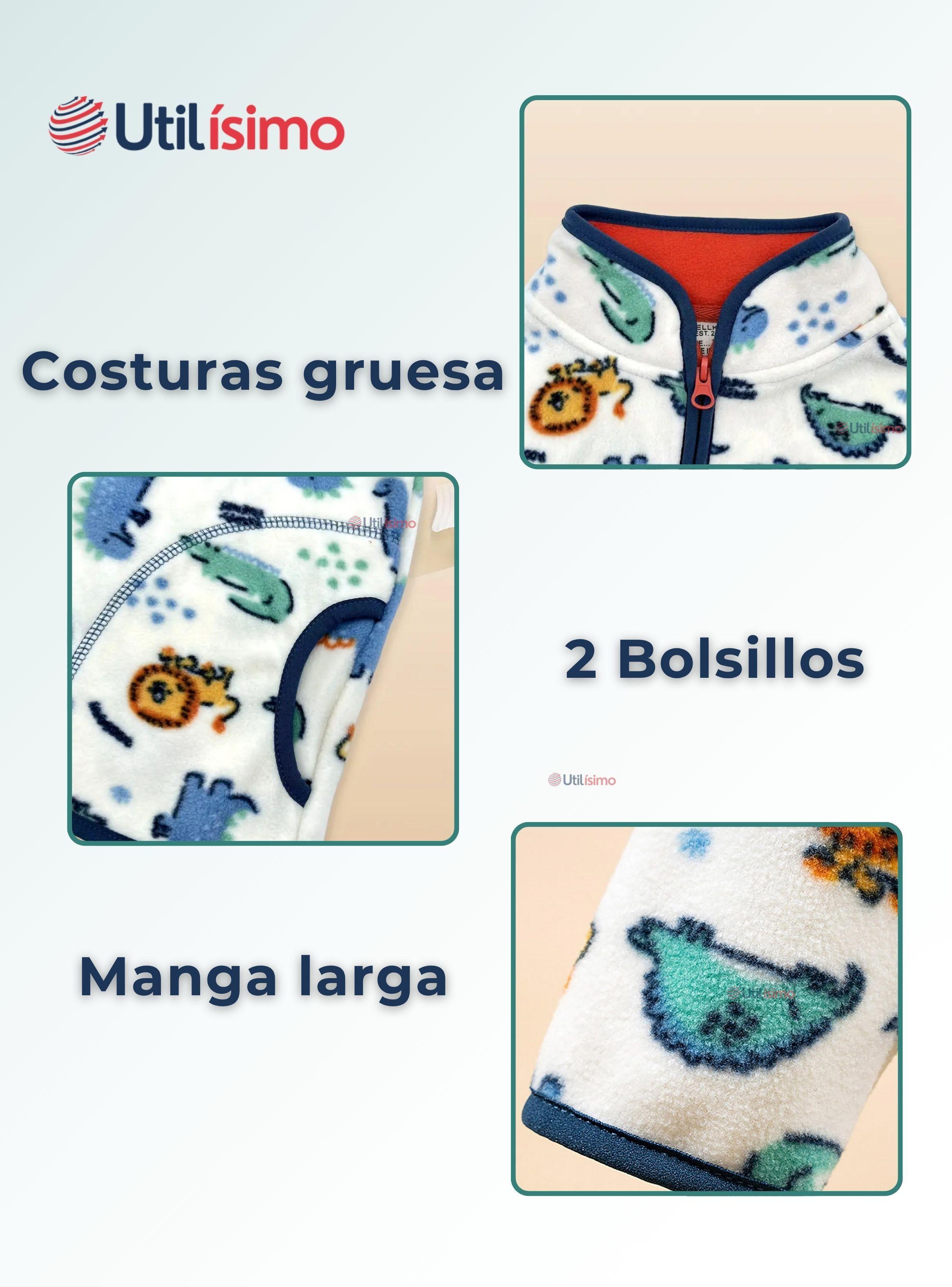 Chaqueta Polar Niño Manga Larga Blanco Animales -4