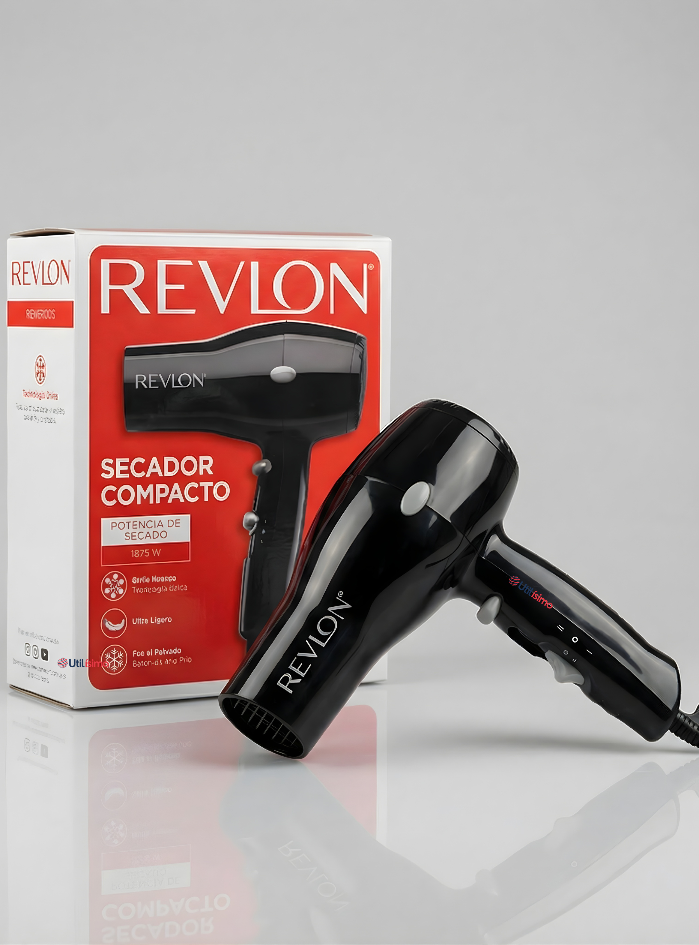 Secador De Cabello Revlon Compacto RVDR5260BLA2 1875W de Potencia Negro-0