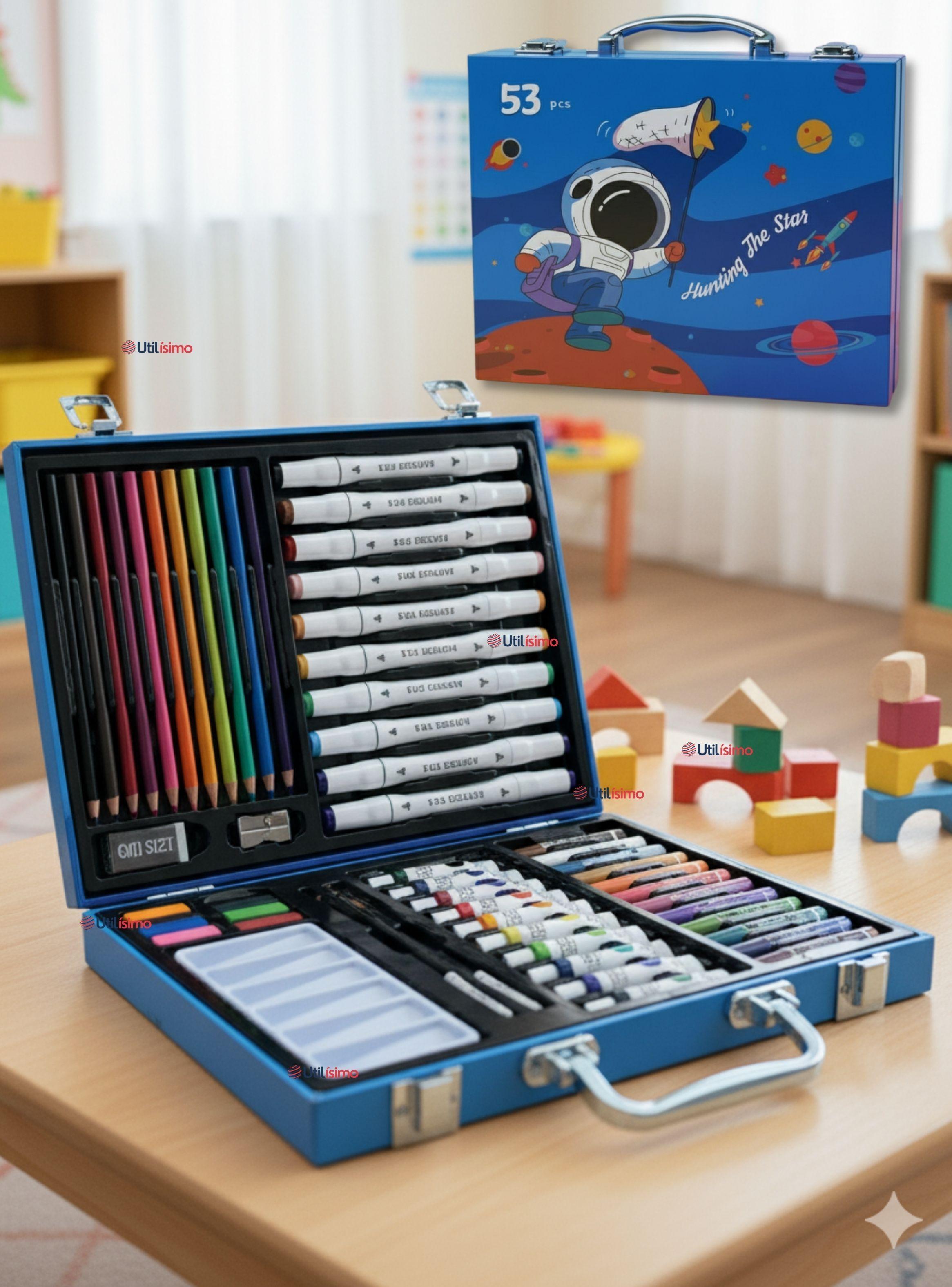 Maletín Set De Arte 53 Piezas Estuche Para Dibujar Y Pintar para Niños-0