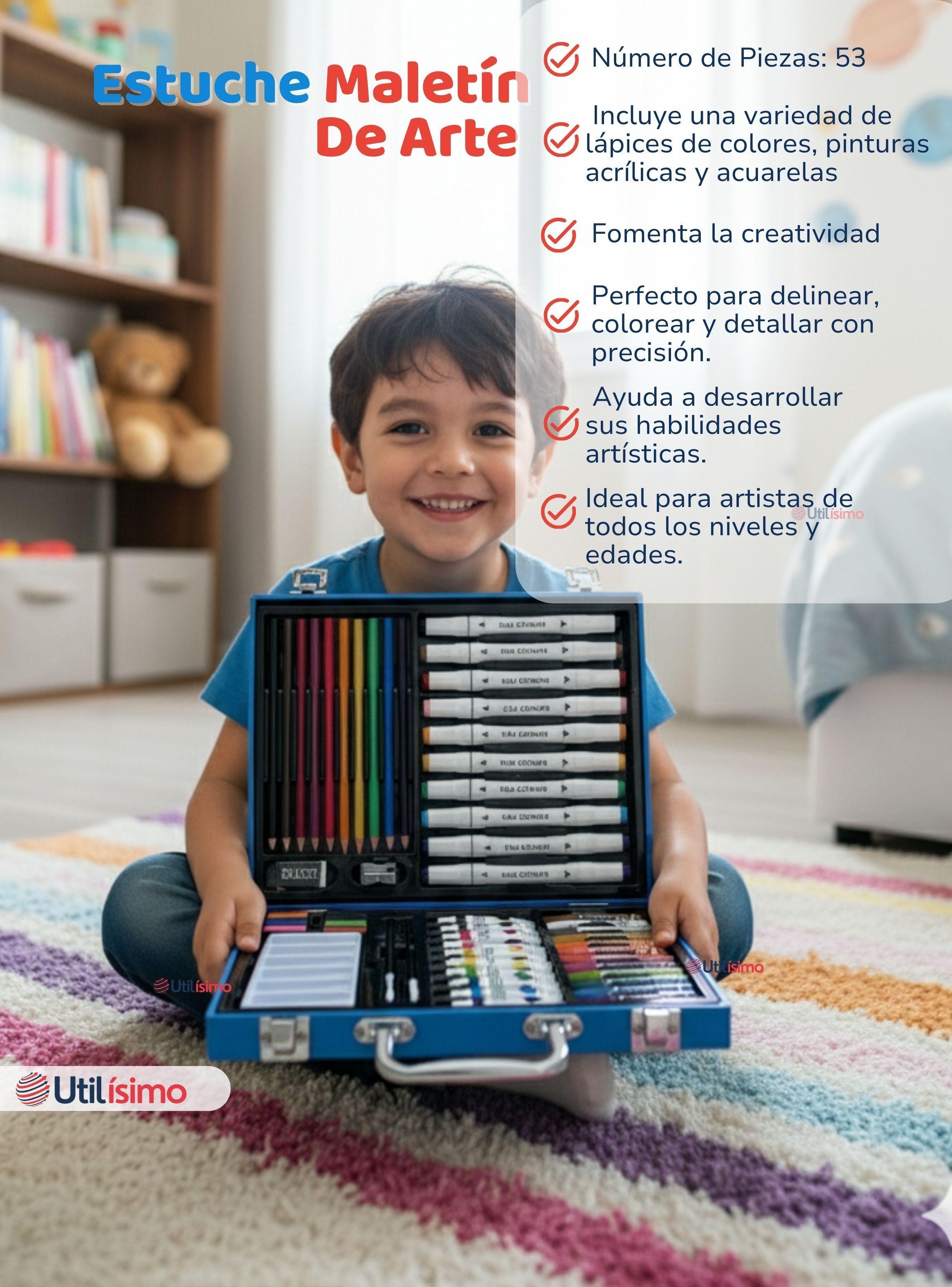 Maletín Set De Arte 53 Piezas Estuche Para Dibujar Y Pintar para Niños-1