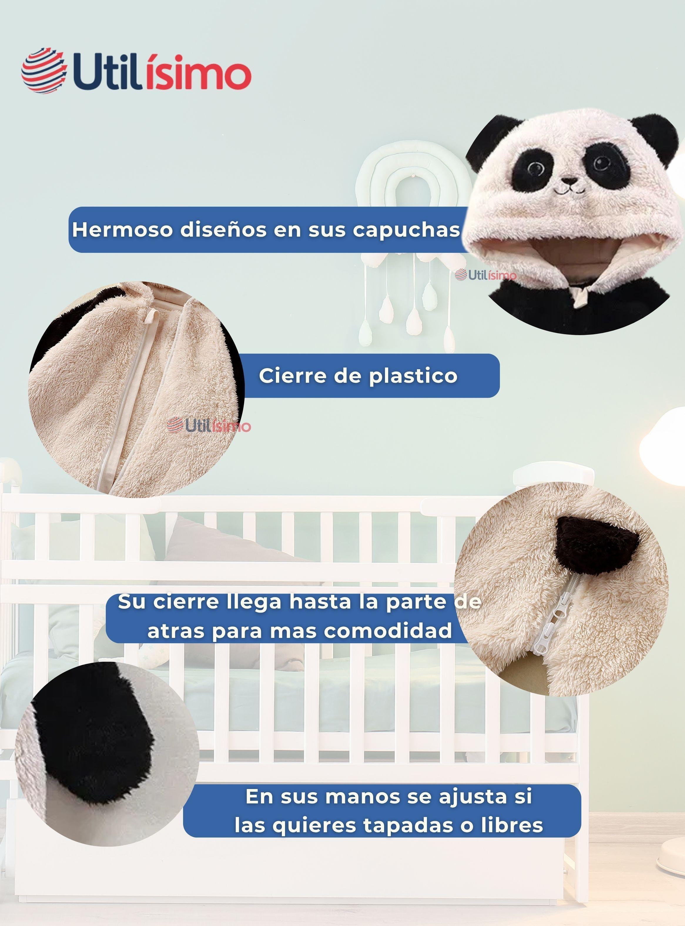 Enterito Panda con Capucha bebe Polar Blanco y Negro-3