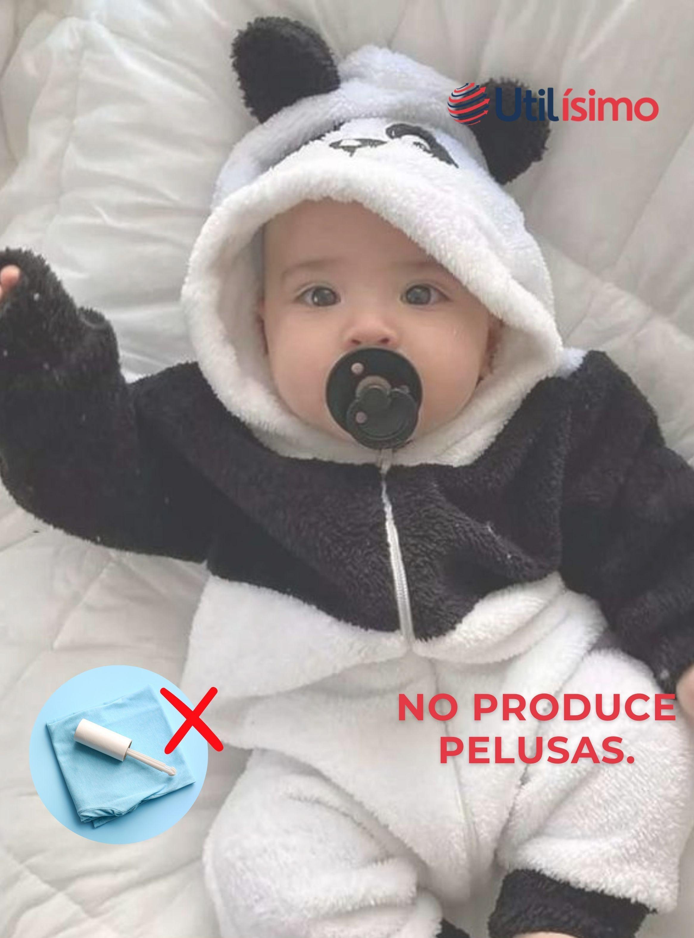 Enterito Panda con Capucha bebe Polar Blanco y Negro-6