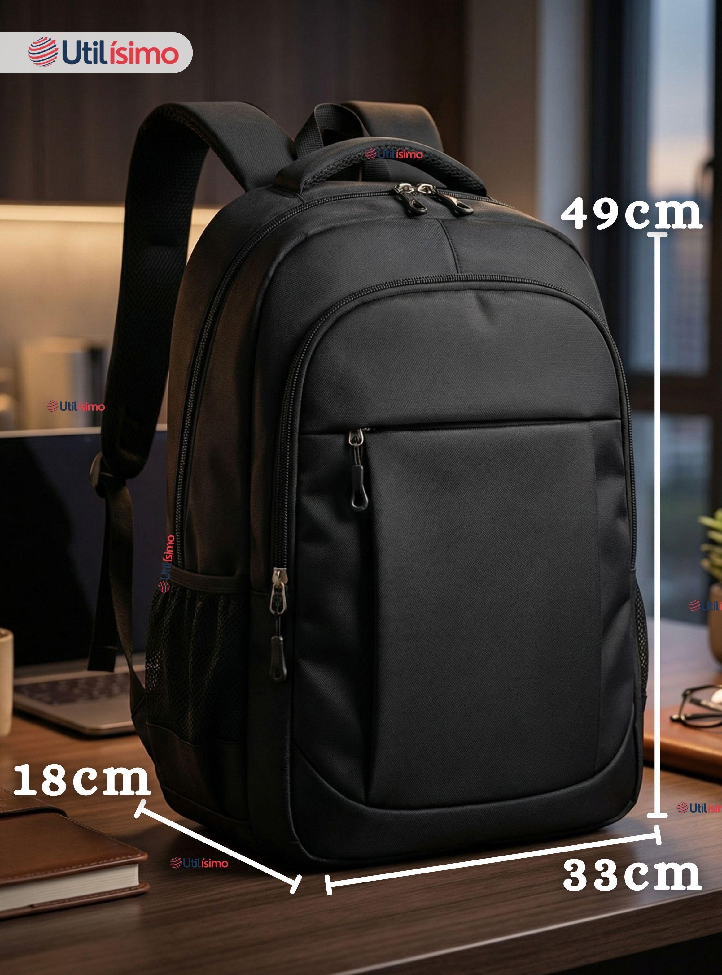 Mochila Ejecutiva Oficina Notebook Impermeable Resistente 49cm Negro 25L-2