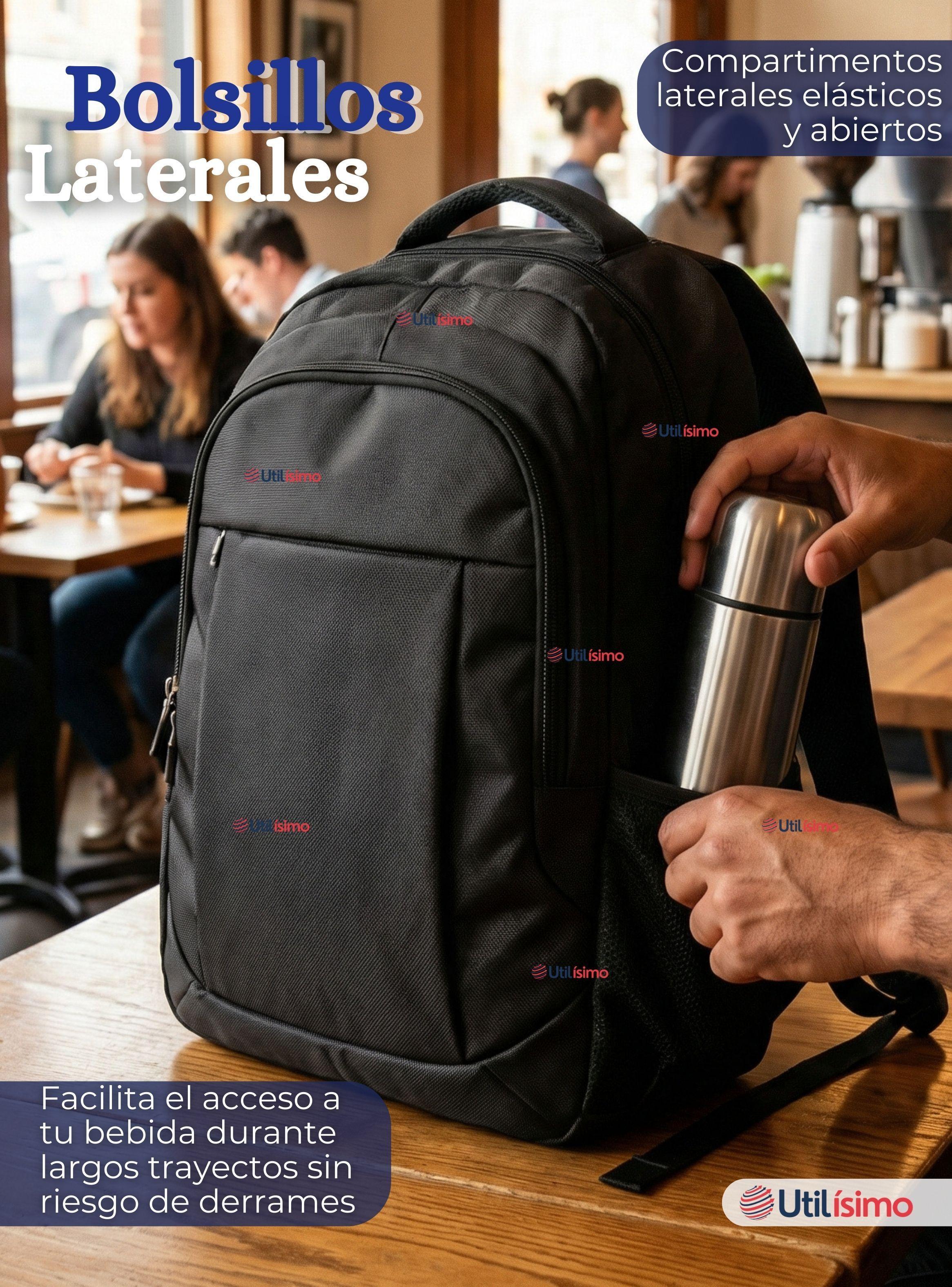 Mochila Ejecutiva Oficina Notebook Impermeable Resistente 49cm Negro 25L-5