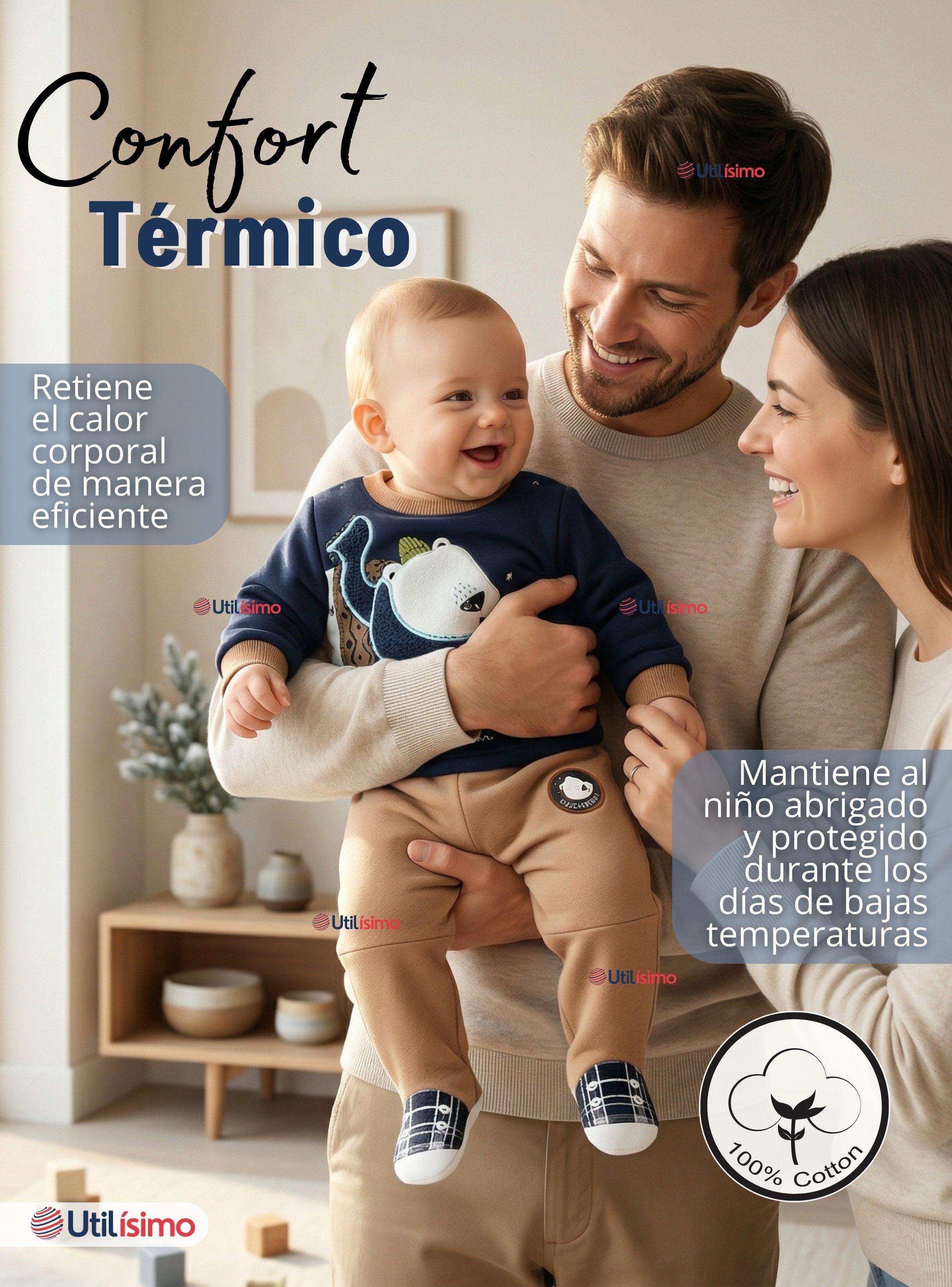 Conjunto 2 Piezas Buzo Pantalón Y Polerón De Algodón Azul Oso Polar Bebé Niño-6