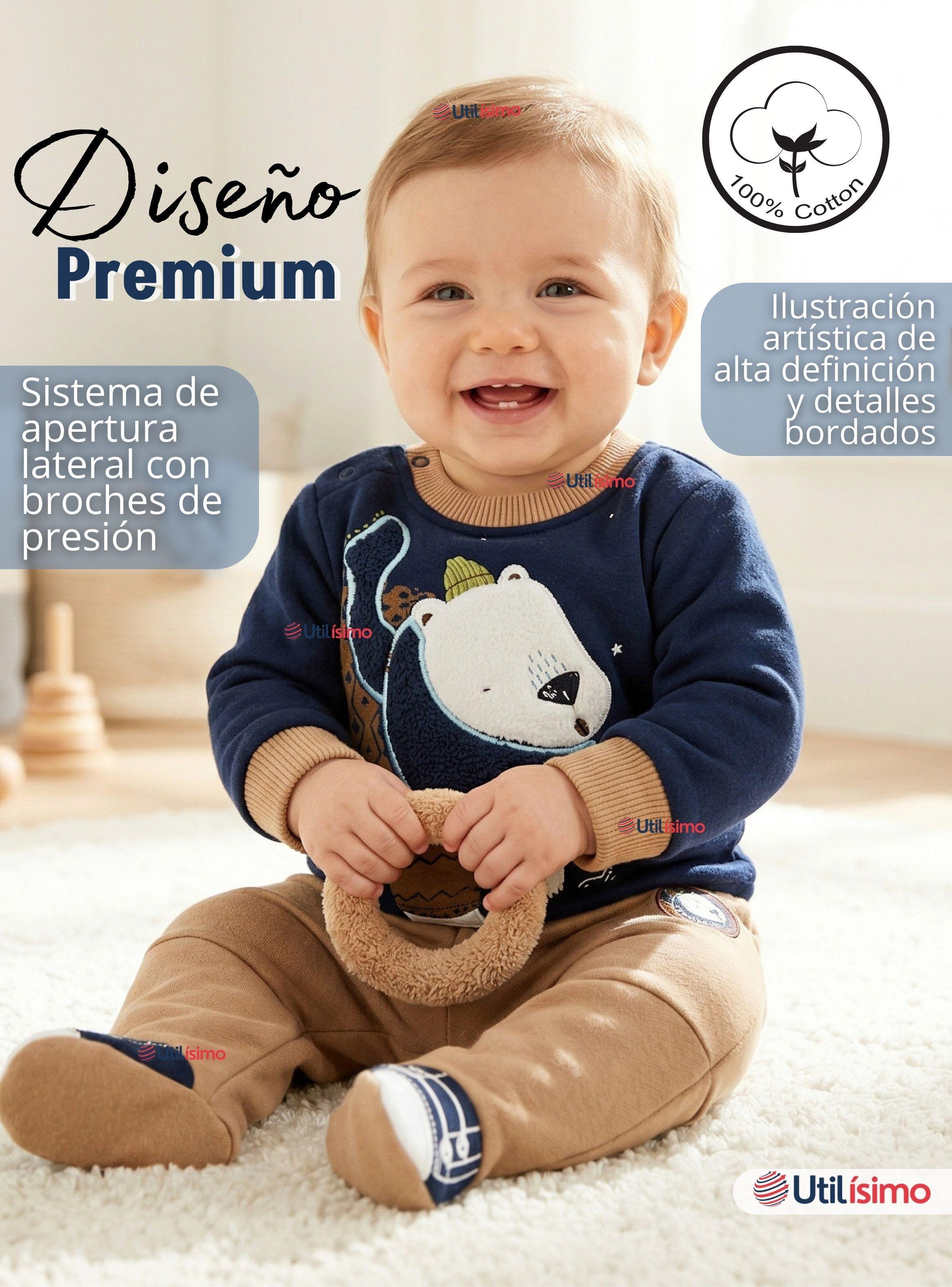 Conjunto 2 Piezas Buzo Pantalón Y Polerón De Algodón Azul Oso Polar Bebé Niño-7