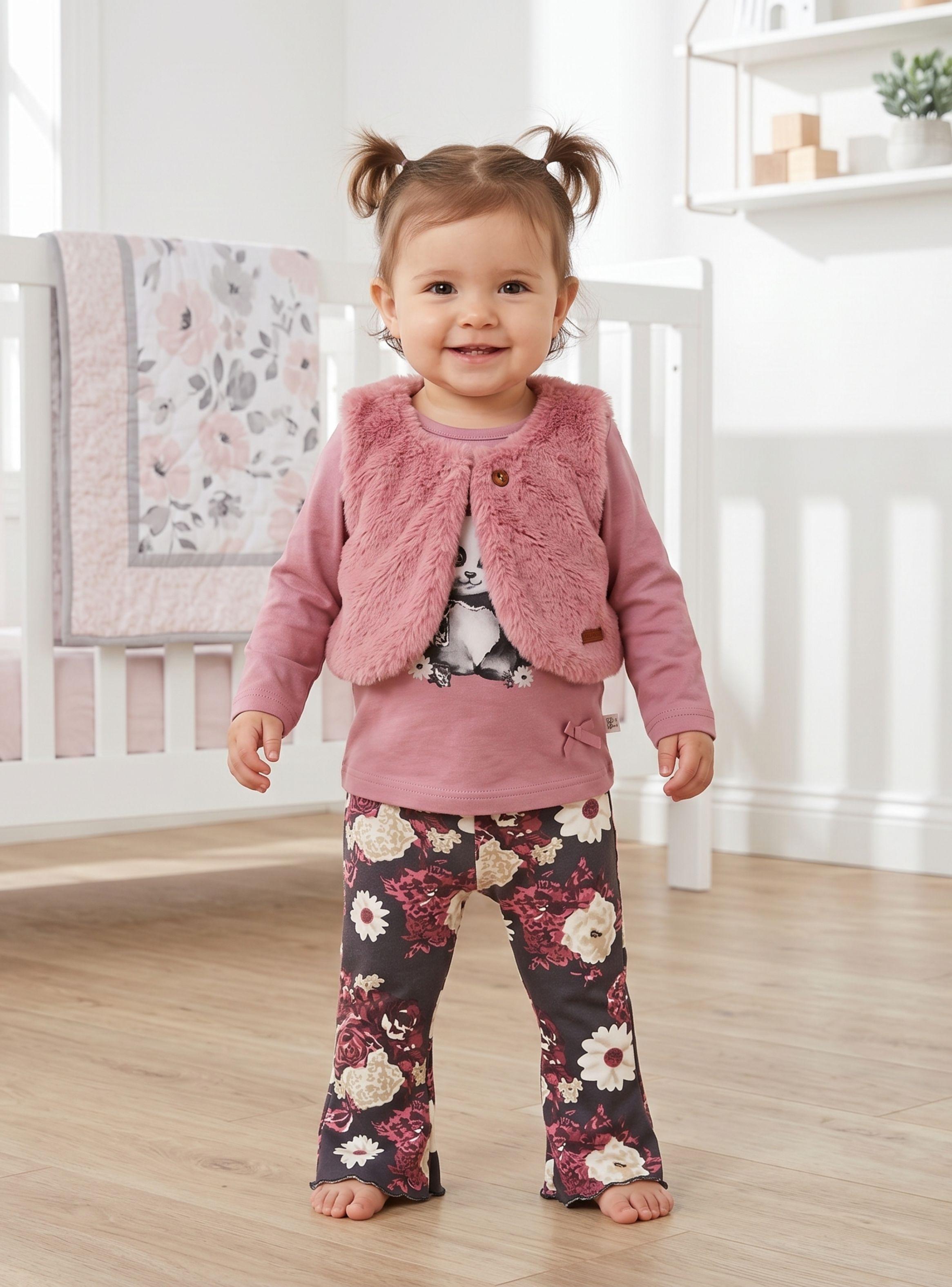 Conjunto Buzo Polera Chaleco 3 Piezas Tedmimak Beautiful Bunny de Bebé Niña-1