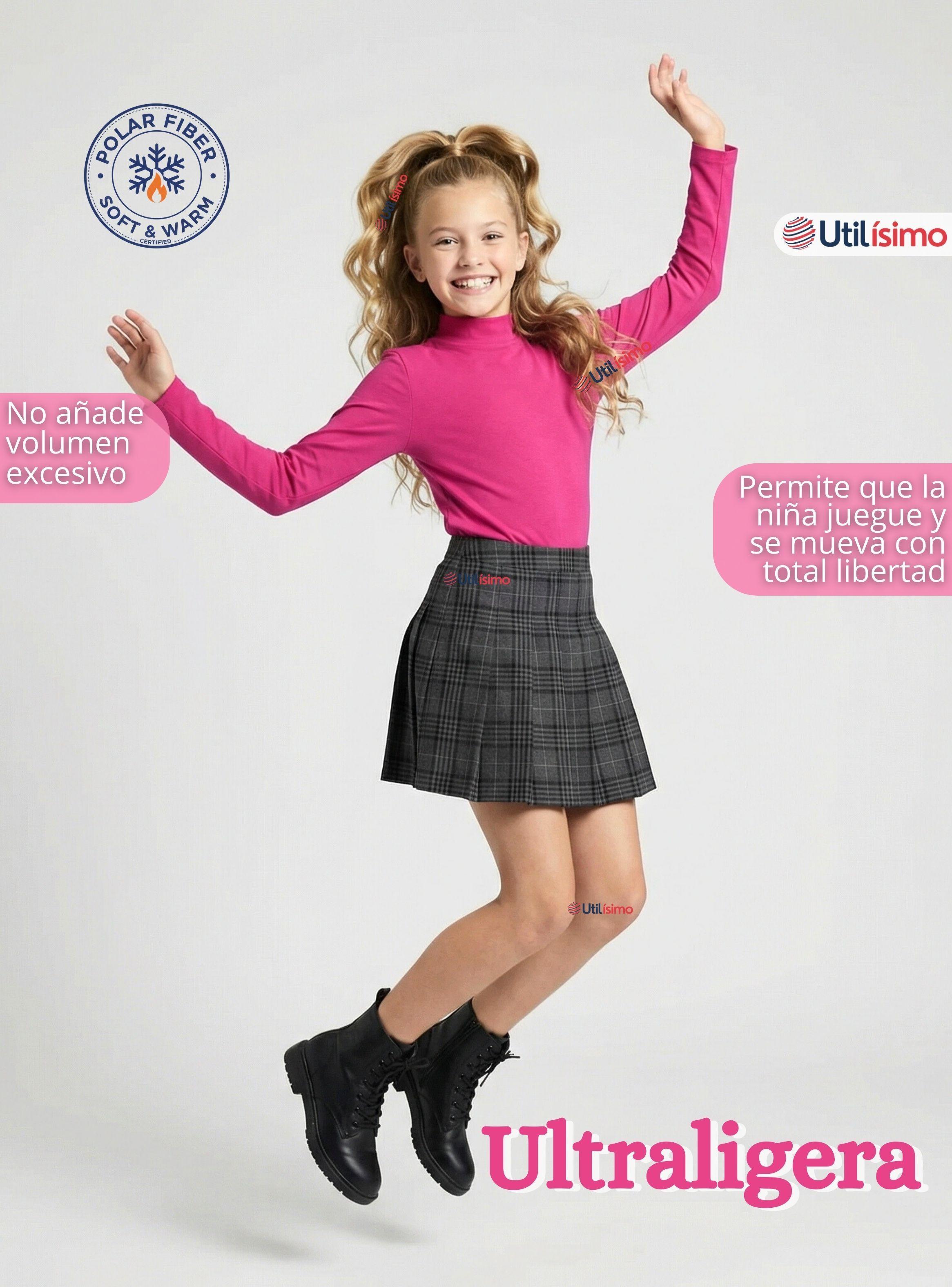 Polera Camiseta Polar Fucsia Primera Capa Cuello Beatle Manga Larga Niña-6