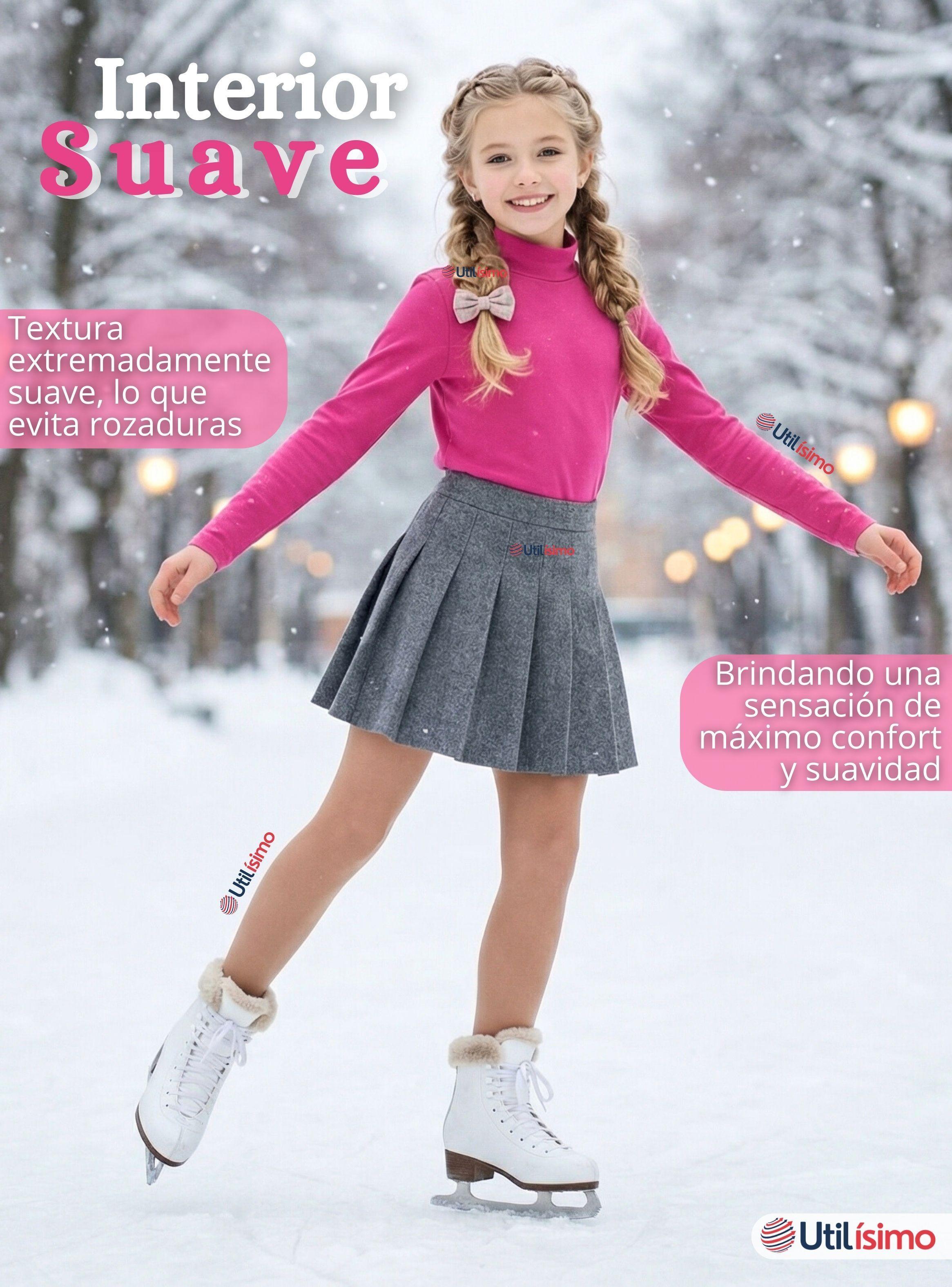 Polera Camiseta Polar Fucsia Primera Capa Cuello Beatle Manga Larga Niña-7