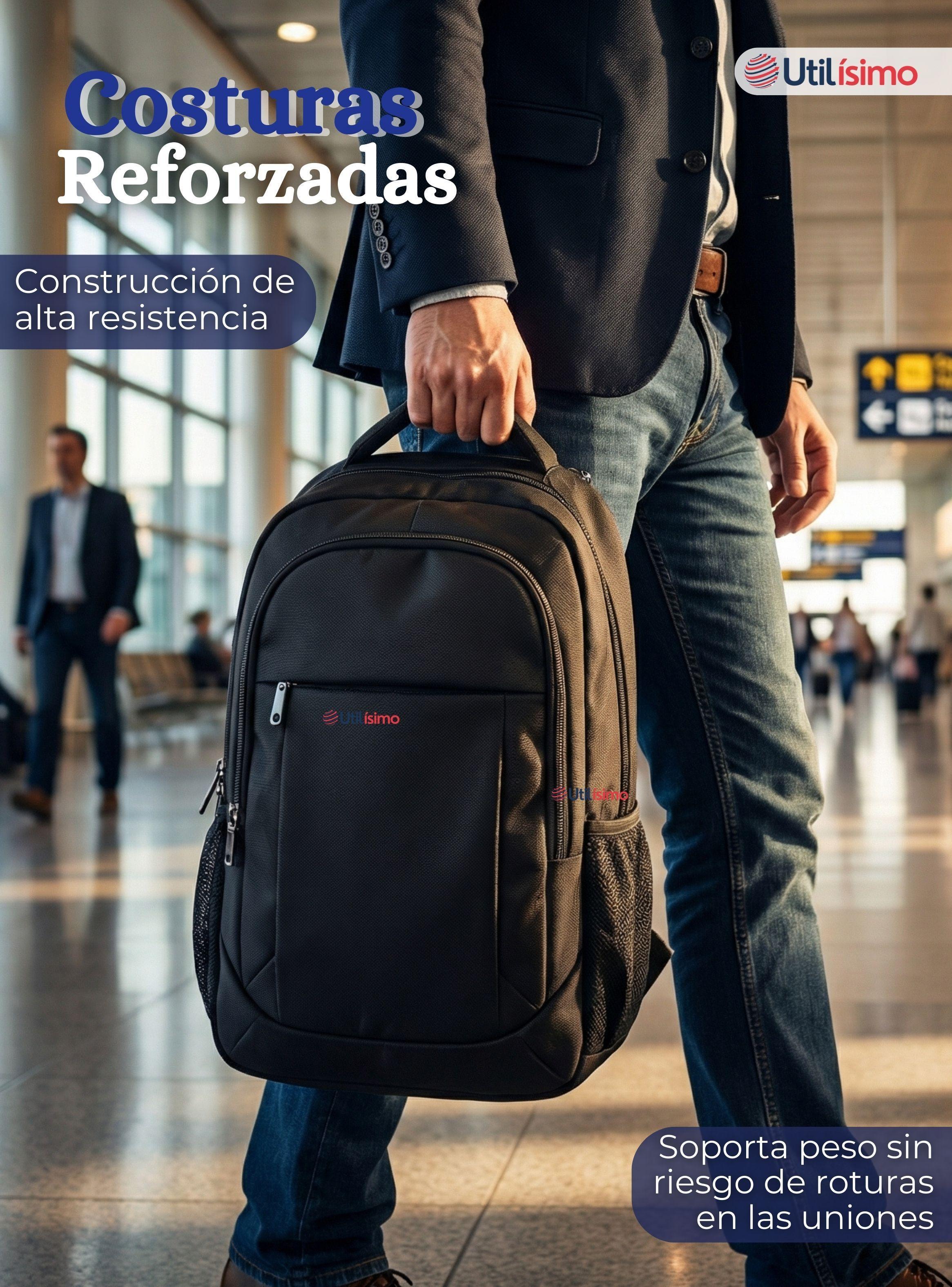 Mochila Escolar Universitaria Notebook Impermeable Resistente 49cm Negro 25L-6