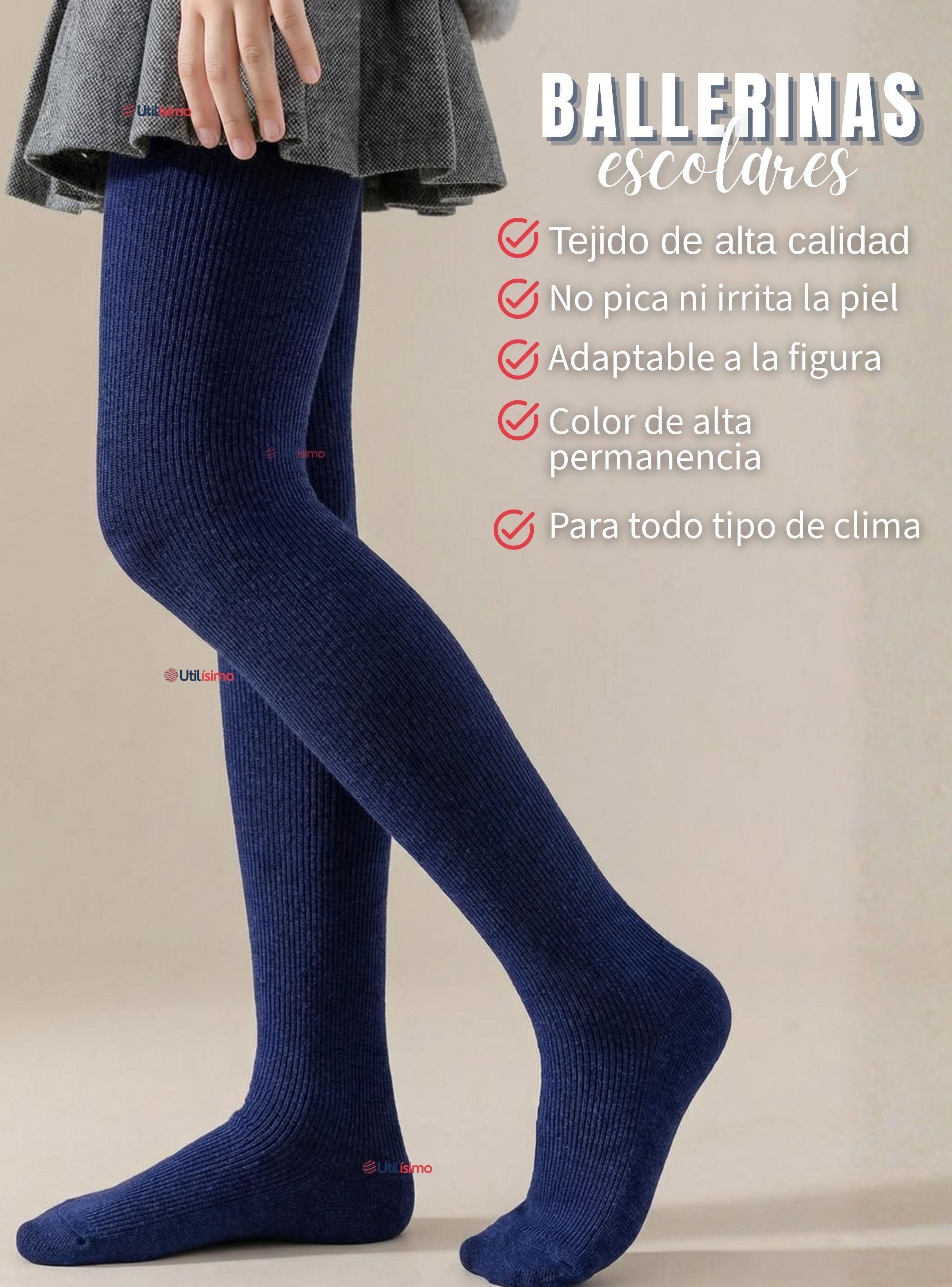 Pack 3 Ballerinas Elasticadas Escolares Niña Algodón Azul-1