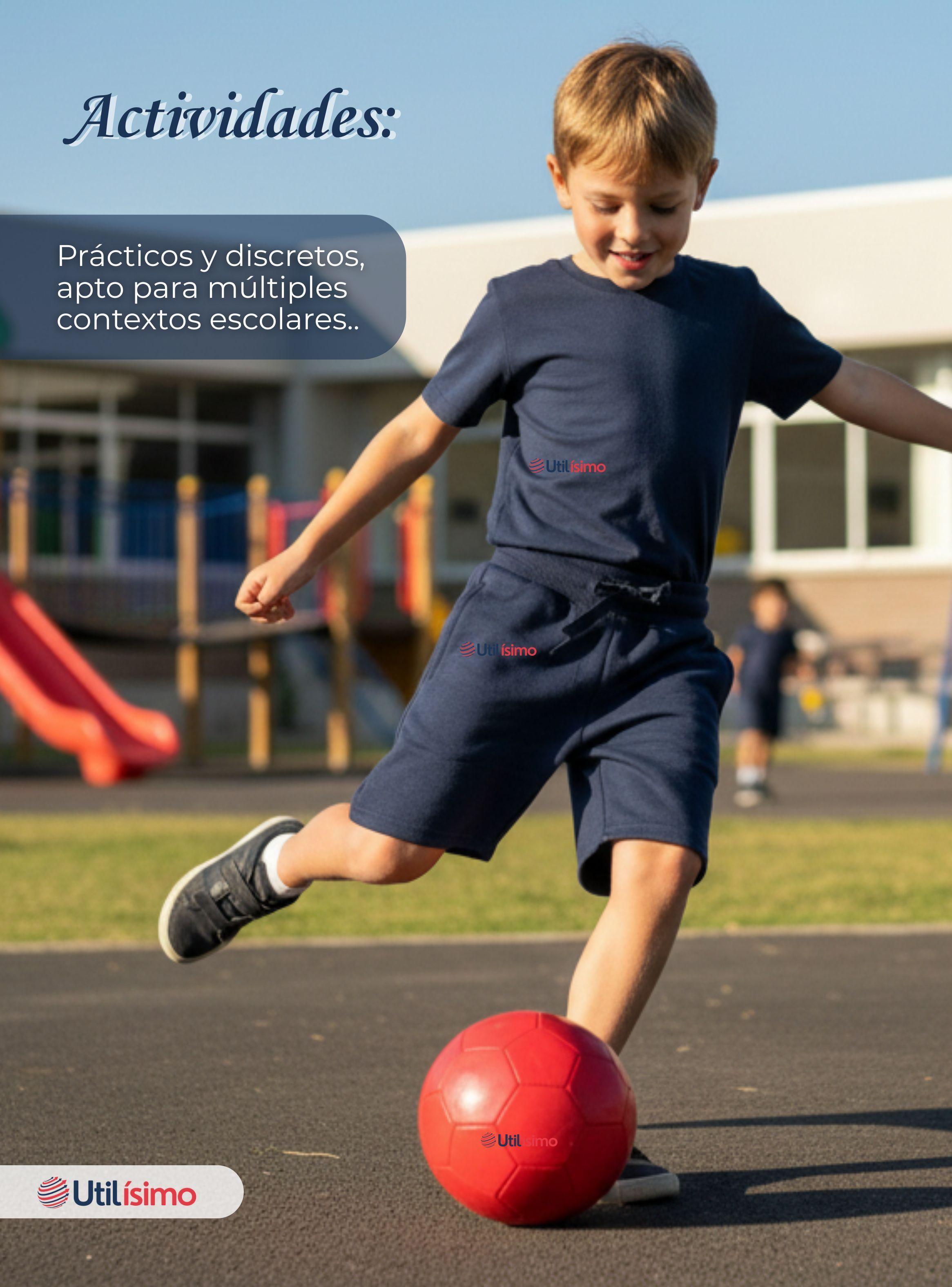 Pantalón Corto para Niño Algodón Deportivo Escolar Short Azul Marino-6