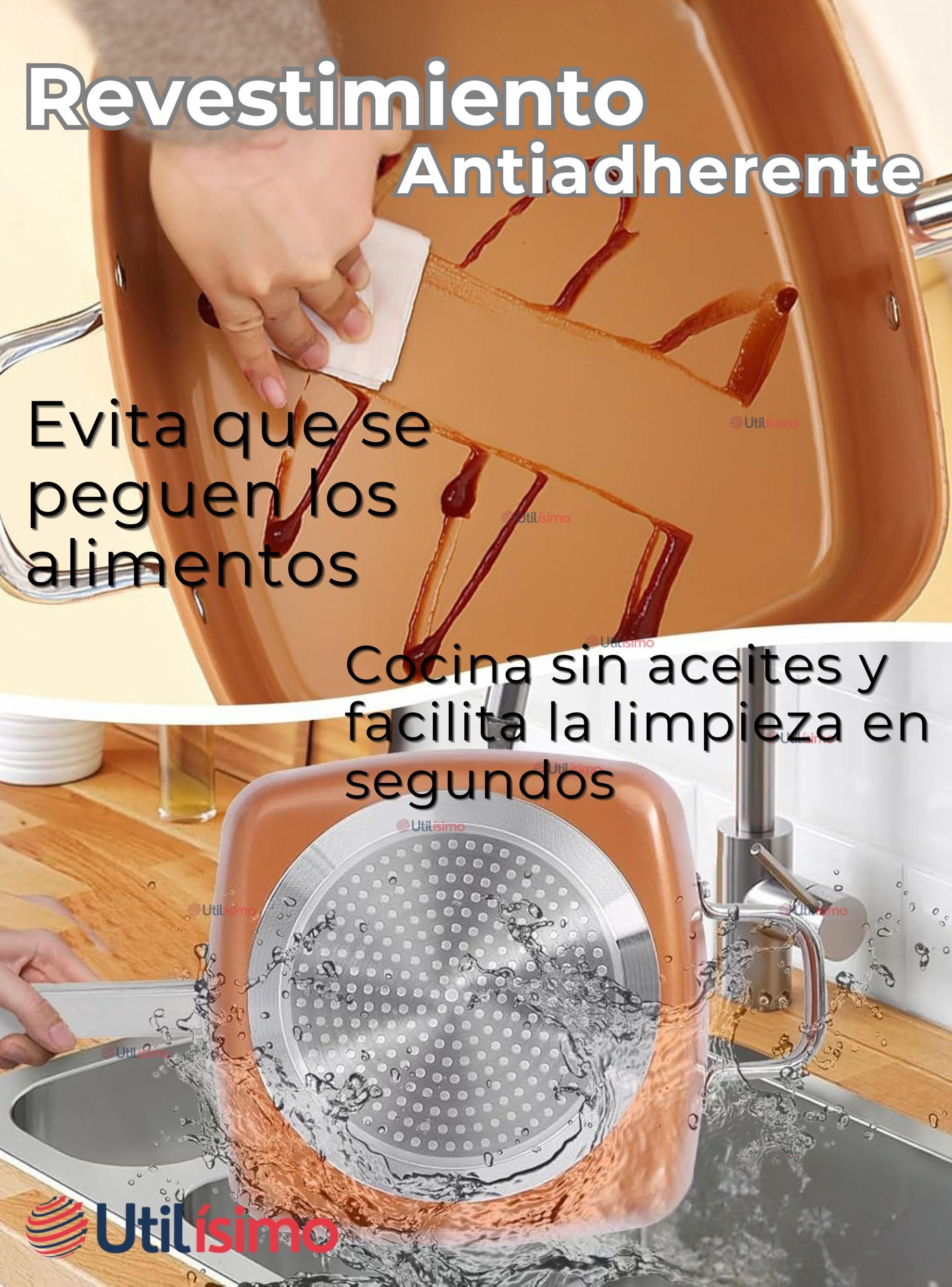 Sartén Antiadherente De Cobre Multiuso 3 en 1 Cesta Para Freír Vaporera-7