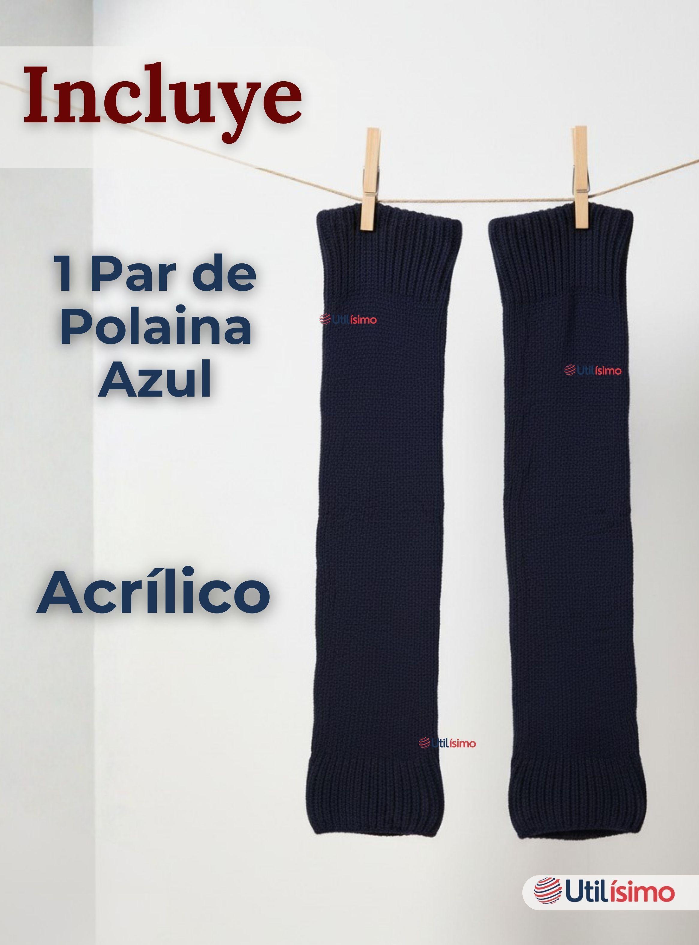 Polainas Escolares 1 Par Invierno Abrigadoras para Niña Azul Acrílico-2