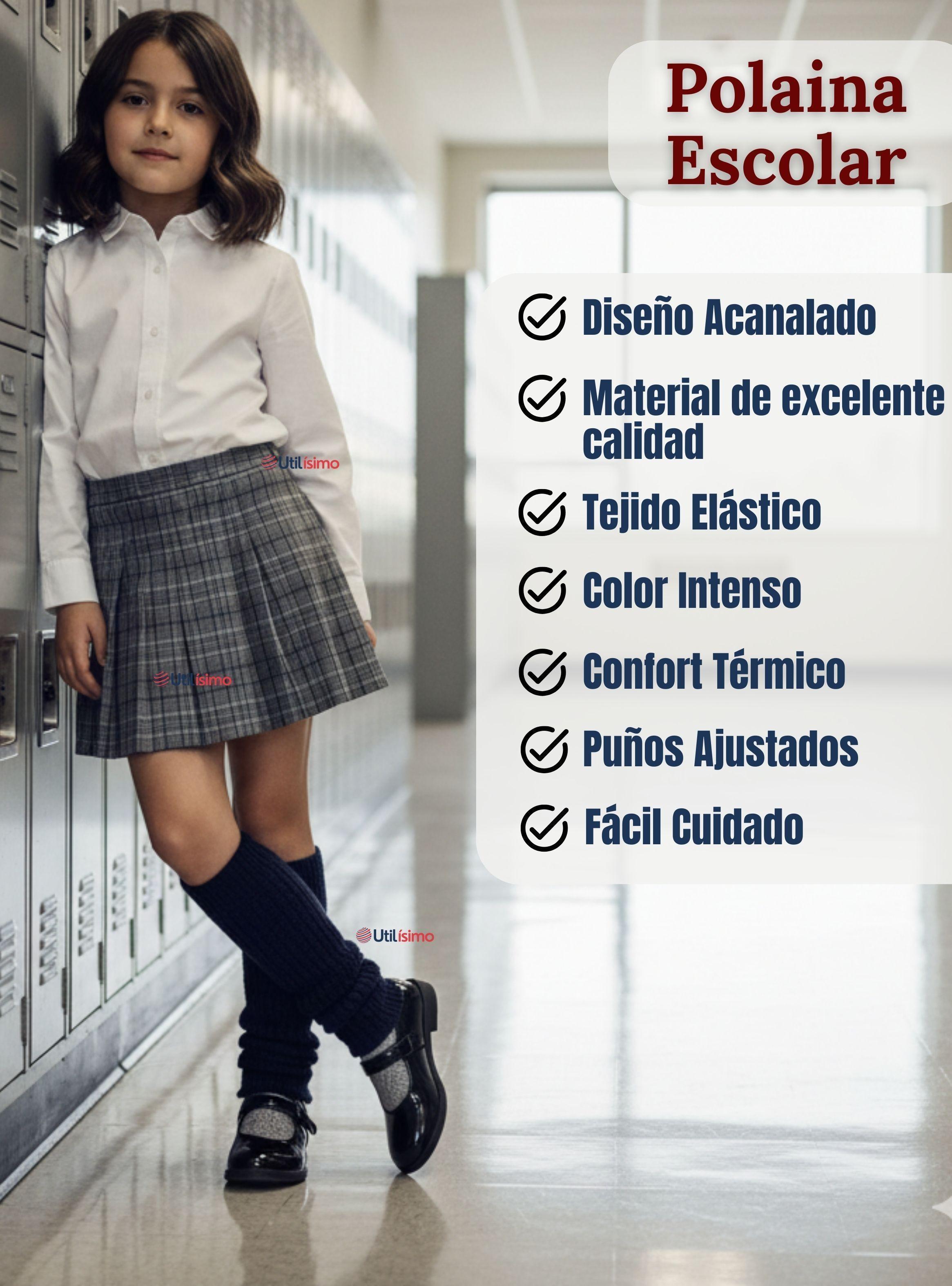 Polainas Escolares 1 Par Invierno Abrigadoras para Niña Azul Acrílico-6