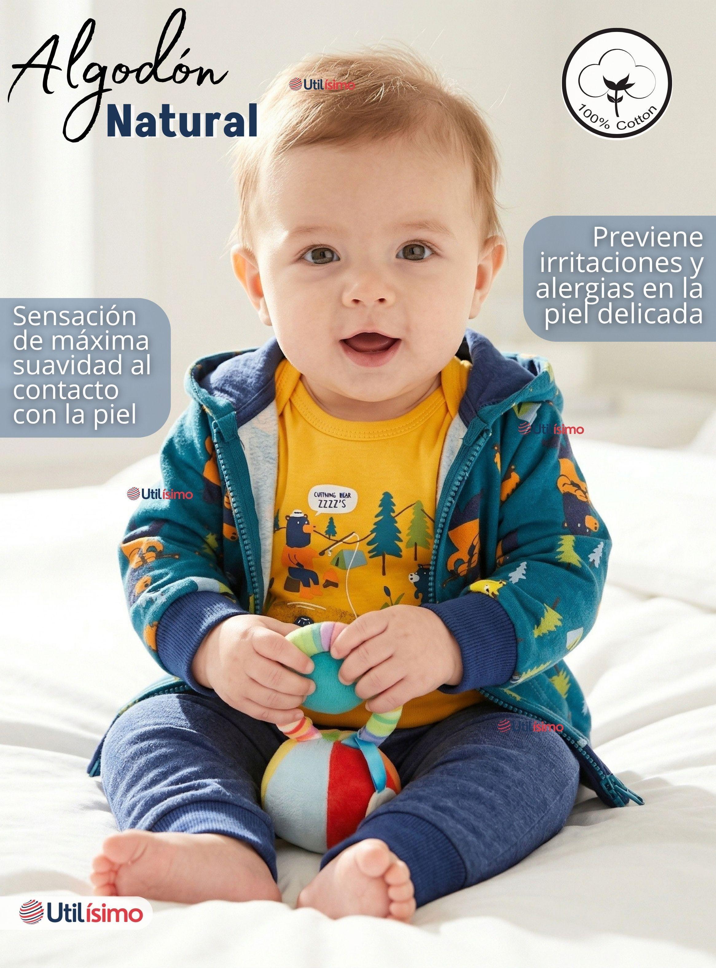 Conjunto 3 Piezas Buzo Pantalón Polerón Body Algodón Amarillo Bear Bebé Niño-6