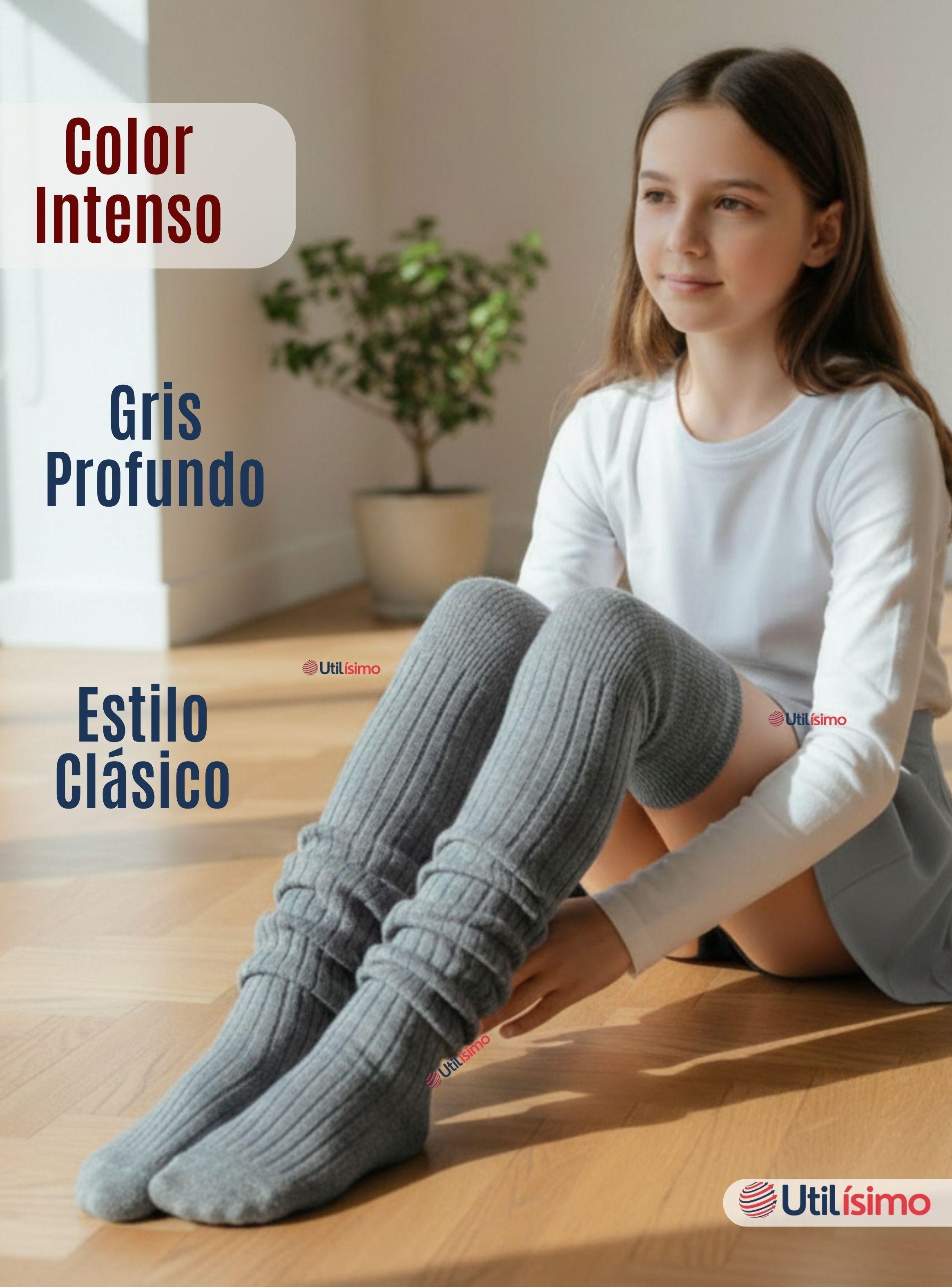 Pack 6 Bucaneras Escolares Calcetines Acrílico Color Gris Premium Niñas Juvenil-6