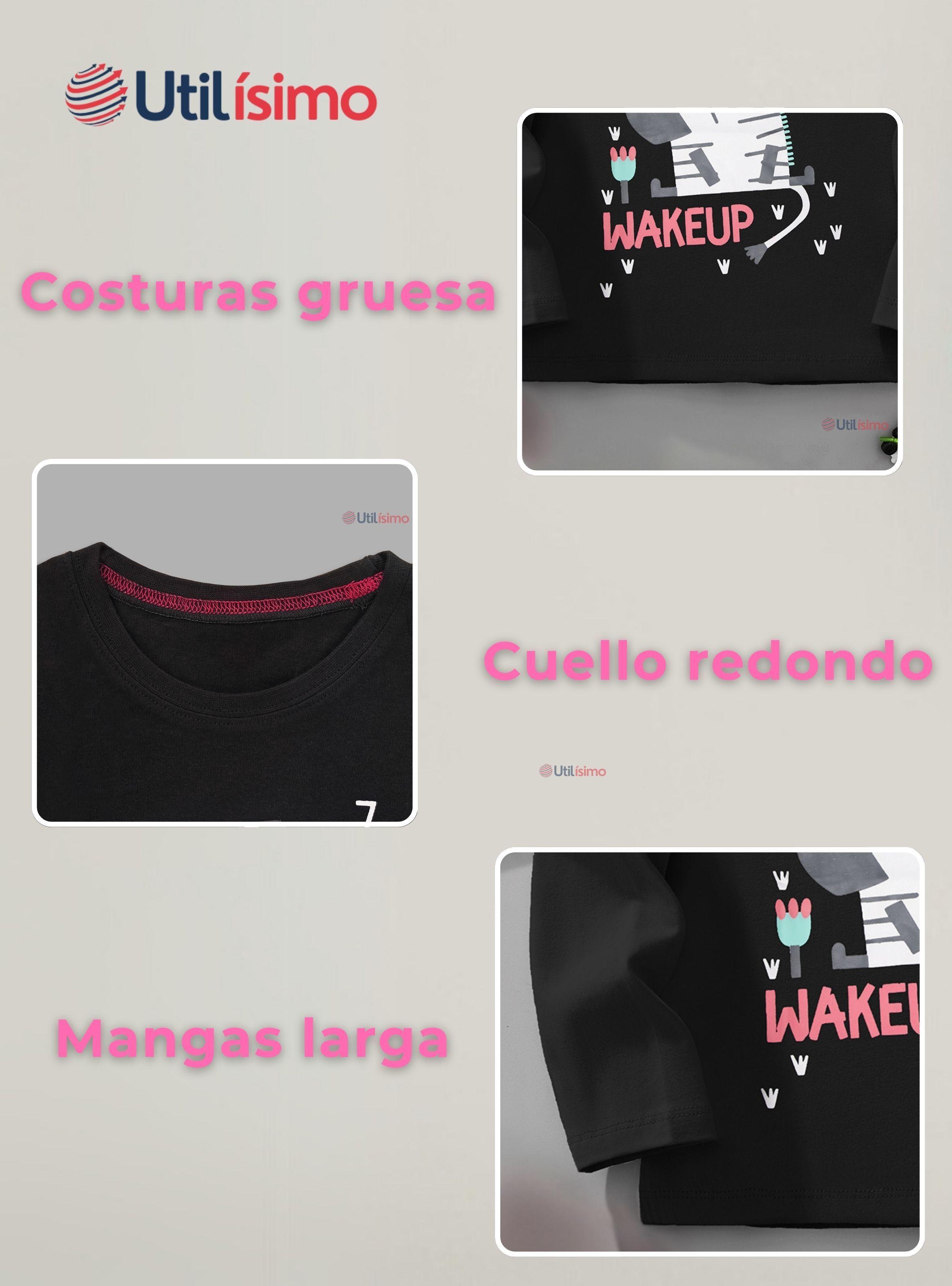 Polera Algodón Manga Larga Niña Camiseta Negro Cebra -3