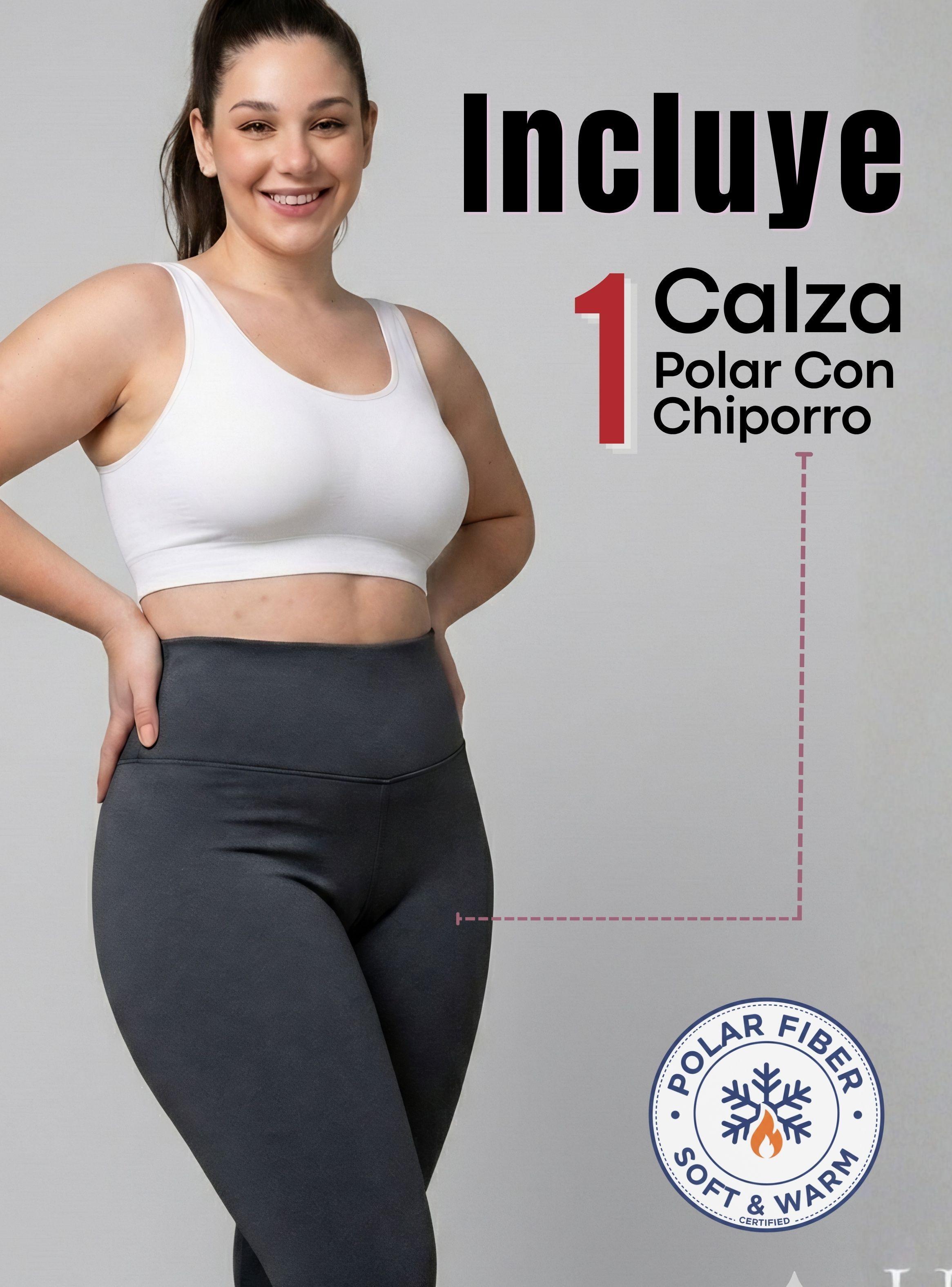 Calza Polar Con Chiporro Térmica Mujer Elasticada Gris Marengo-2