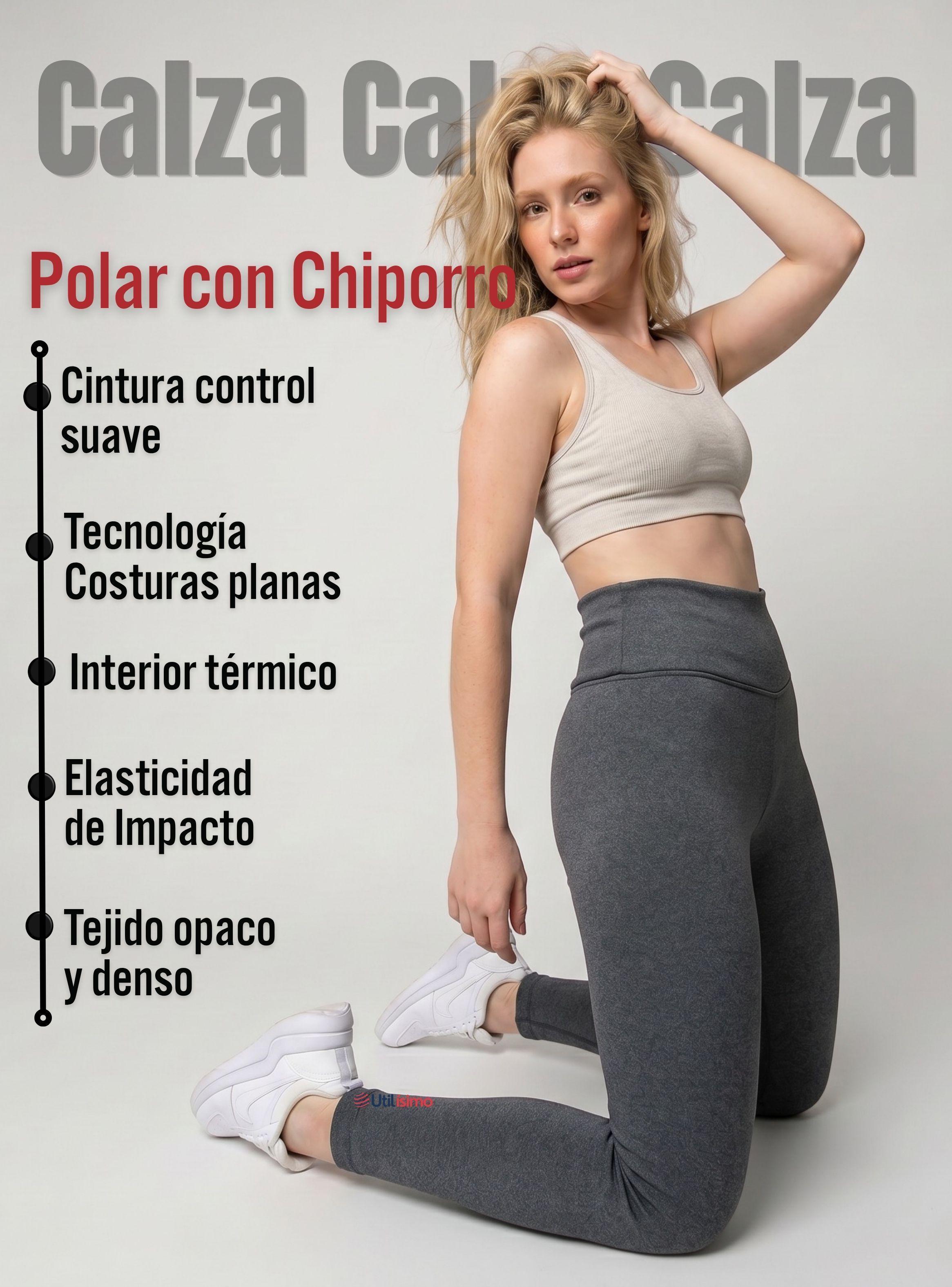 Calza Polar Con Chiporro Térmica Mujer Elasticada Gris Marengo-4