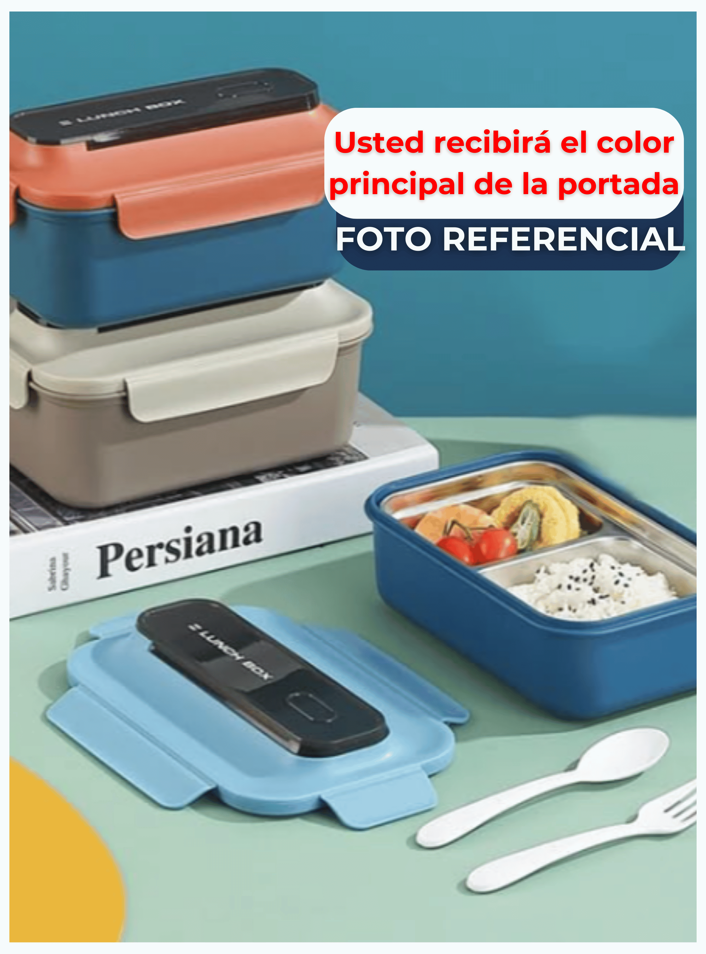 Fiambrera Contenedor 800 ml Térmico 2 Divisiones Táper Hermético Acero Inox Beige-3