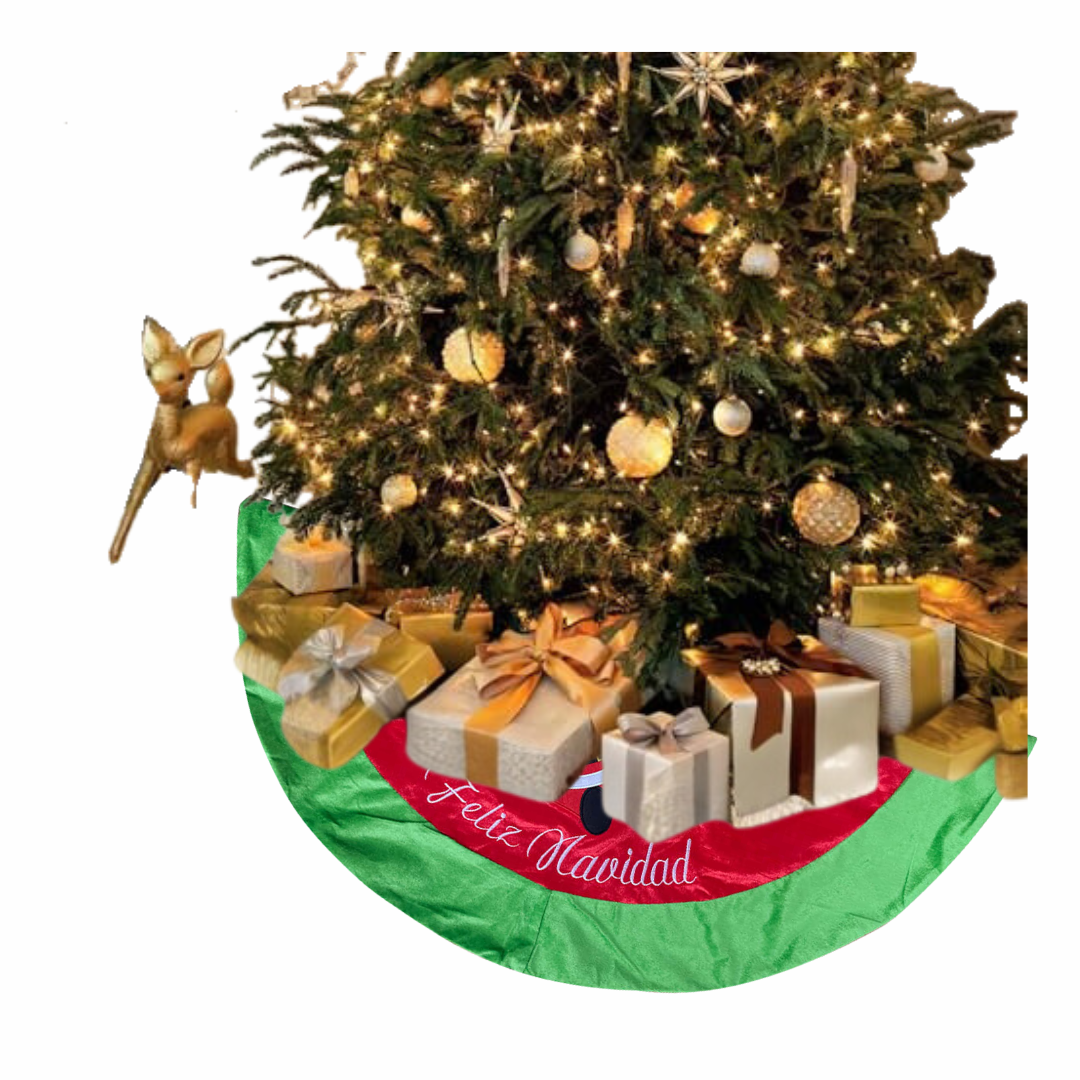 Faldón Pie De Árbol Navidad 90 cm Diámetro Estampado Santa Claus-5