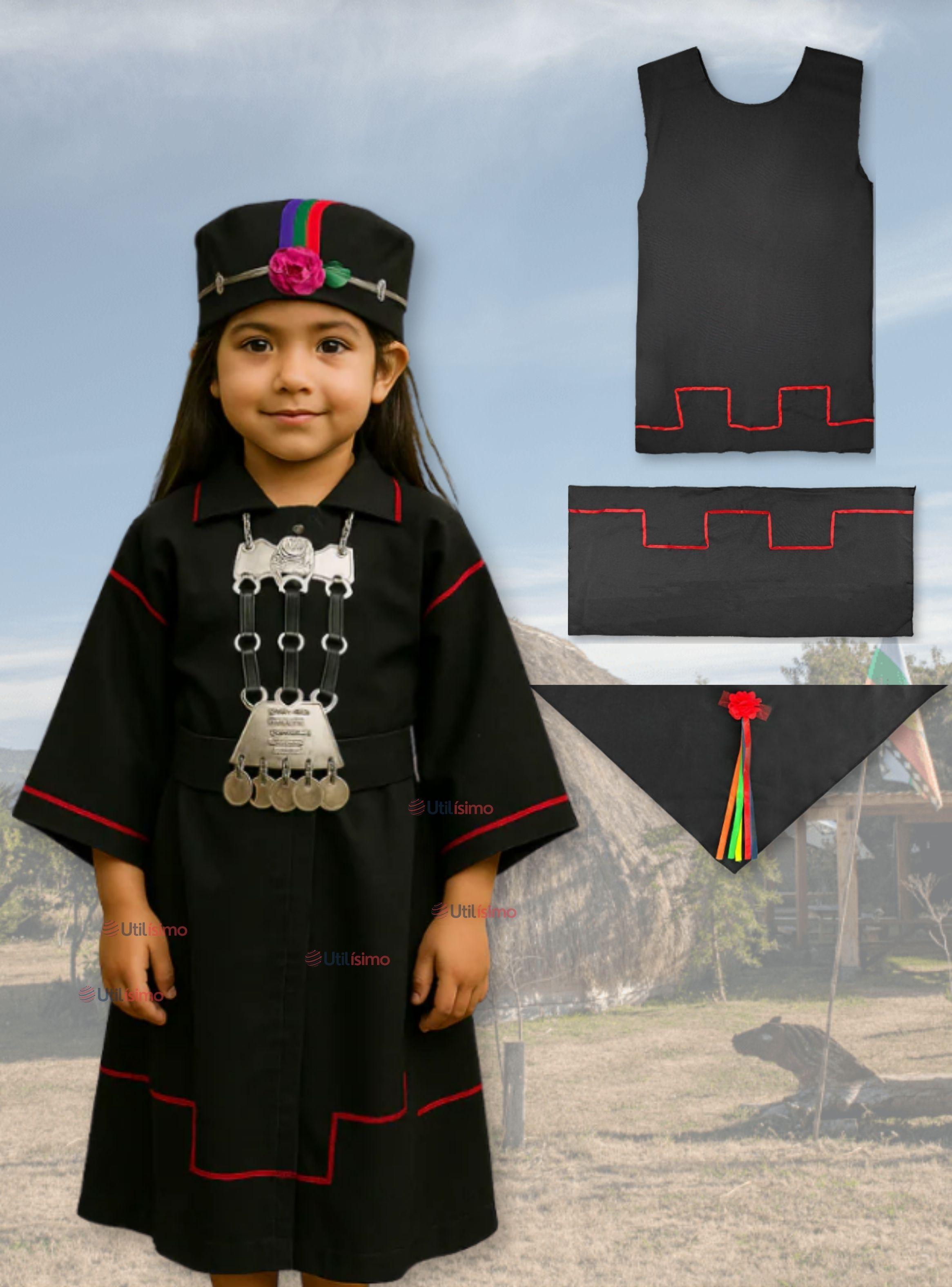 Traje Vestido Mapuche Niña Incluye Trapelacucha Vestimenta Típica-0