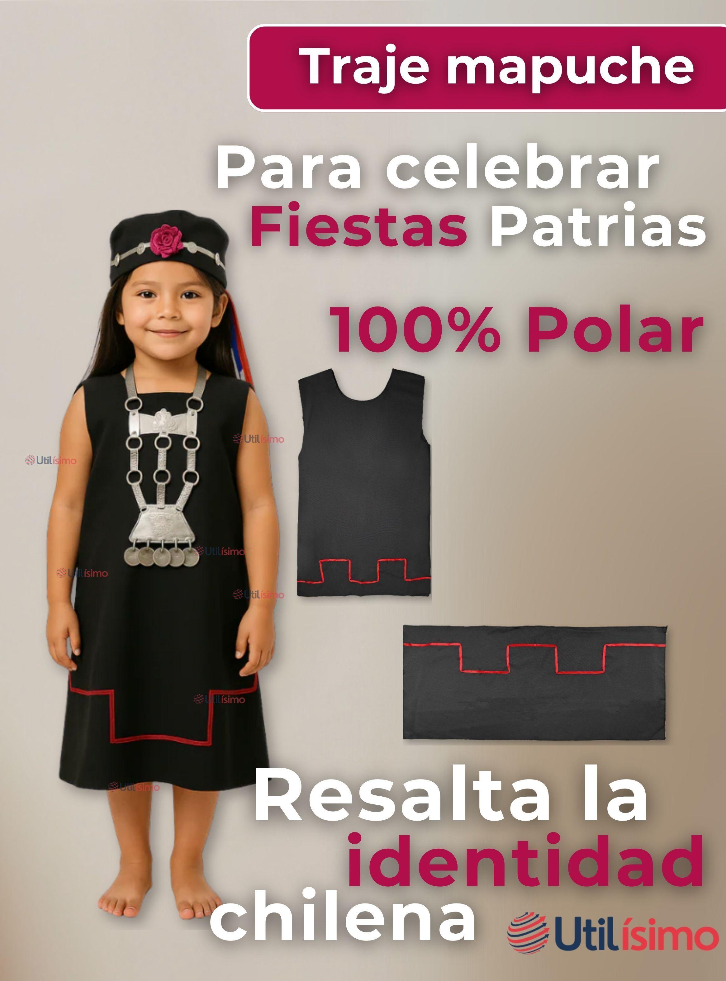 Traje Vestido Mapuche Niña Incluye Trapelacucha Vestimenta Típica-1