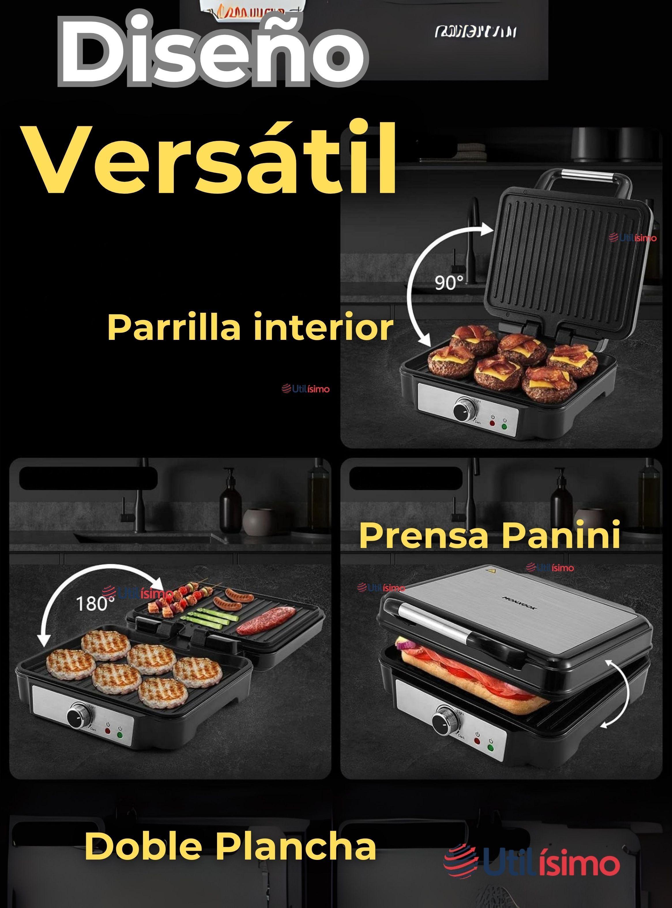 Plancha Parrillera Eléctrica 2000W Asadora Sandwichera Doble Cara Antiadherente-3