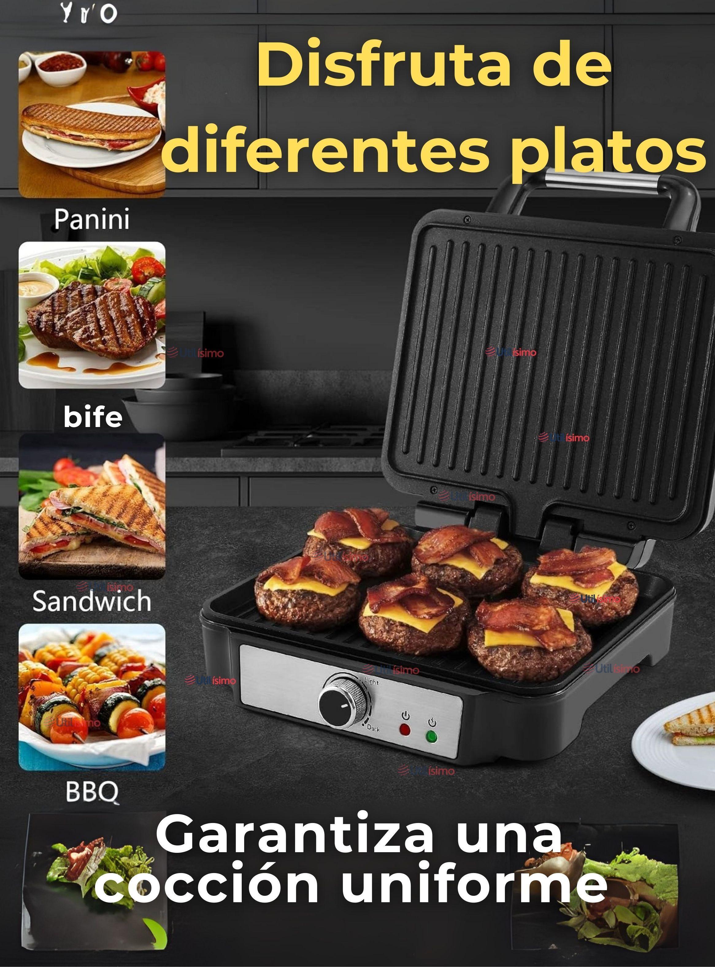 Plancha Parrillera Eléctrica 2000W Asadora Sandwichera Doble Cara Antiadherente-6