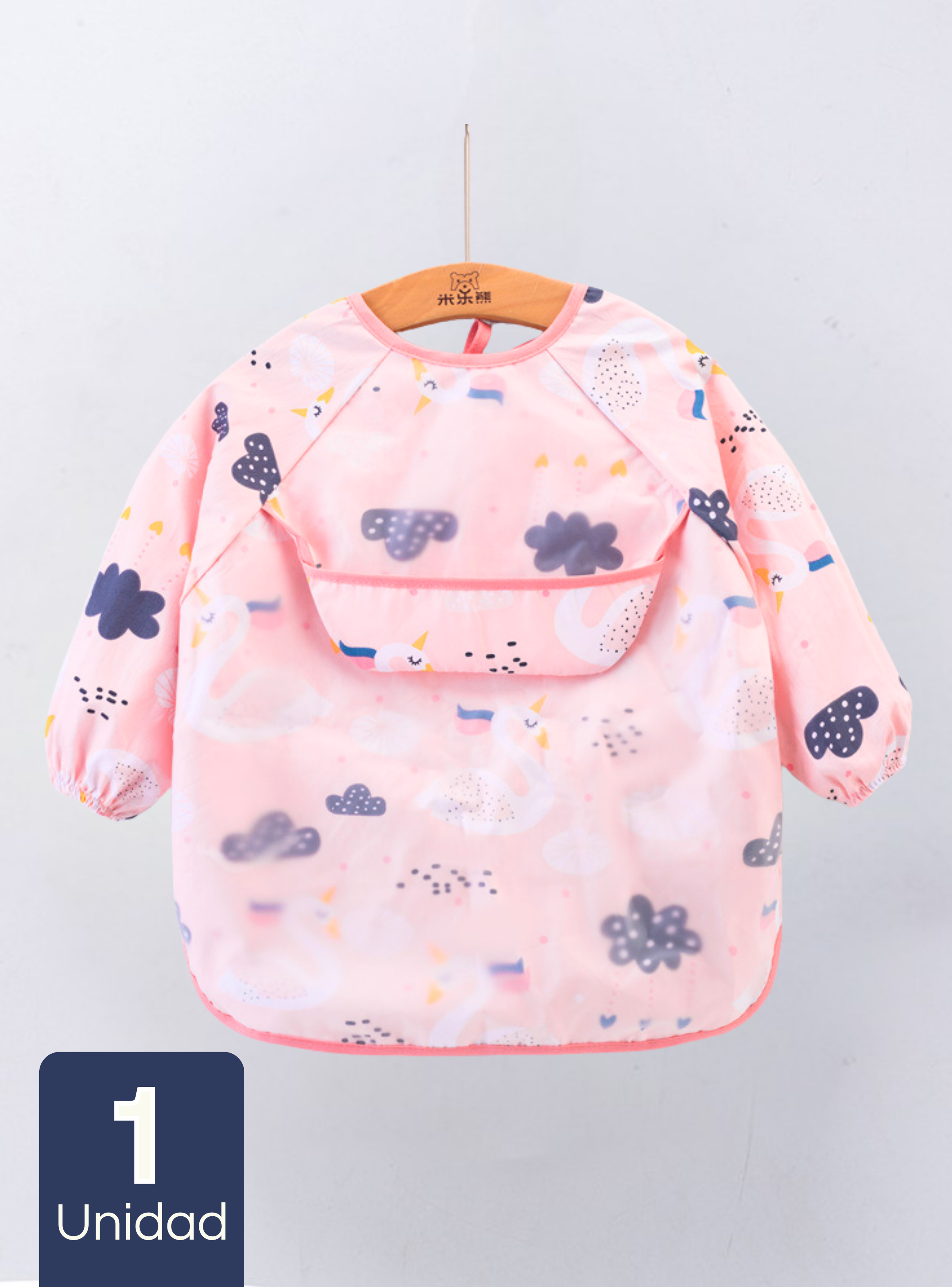 Babero Delantal Impermeable Premium Con Mangas Larga Para Bebe Y Niña-0