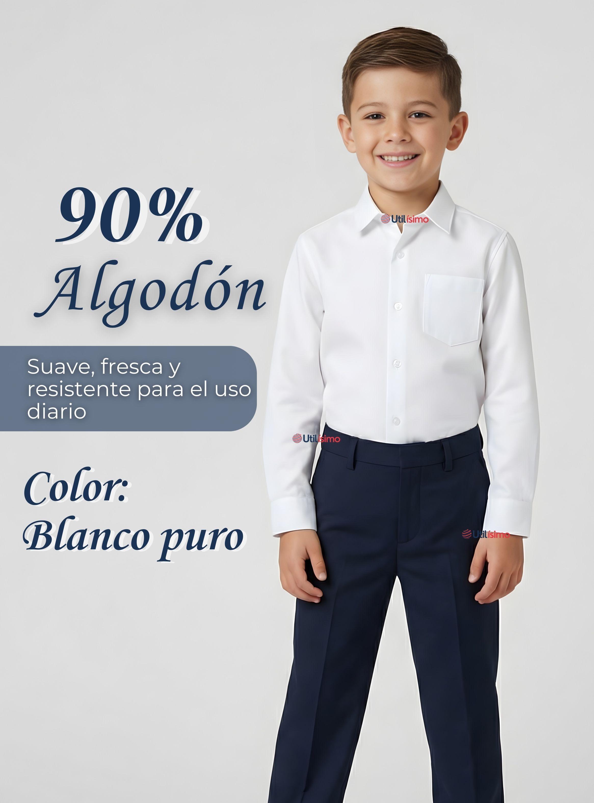 Pack 3 Camisas Escolar Blanca Manga Larga de Niños Colegio-2