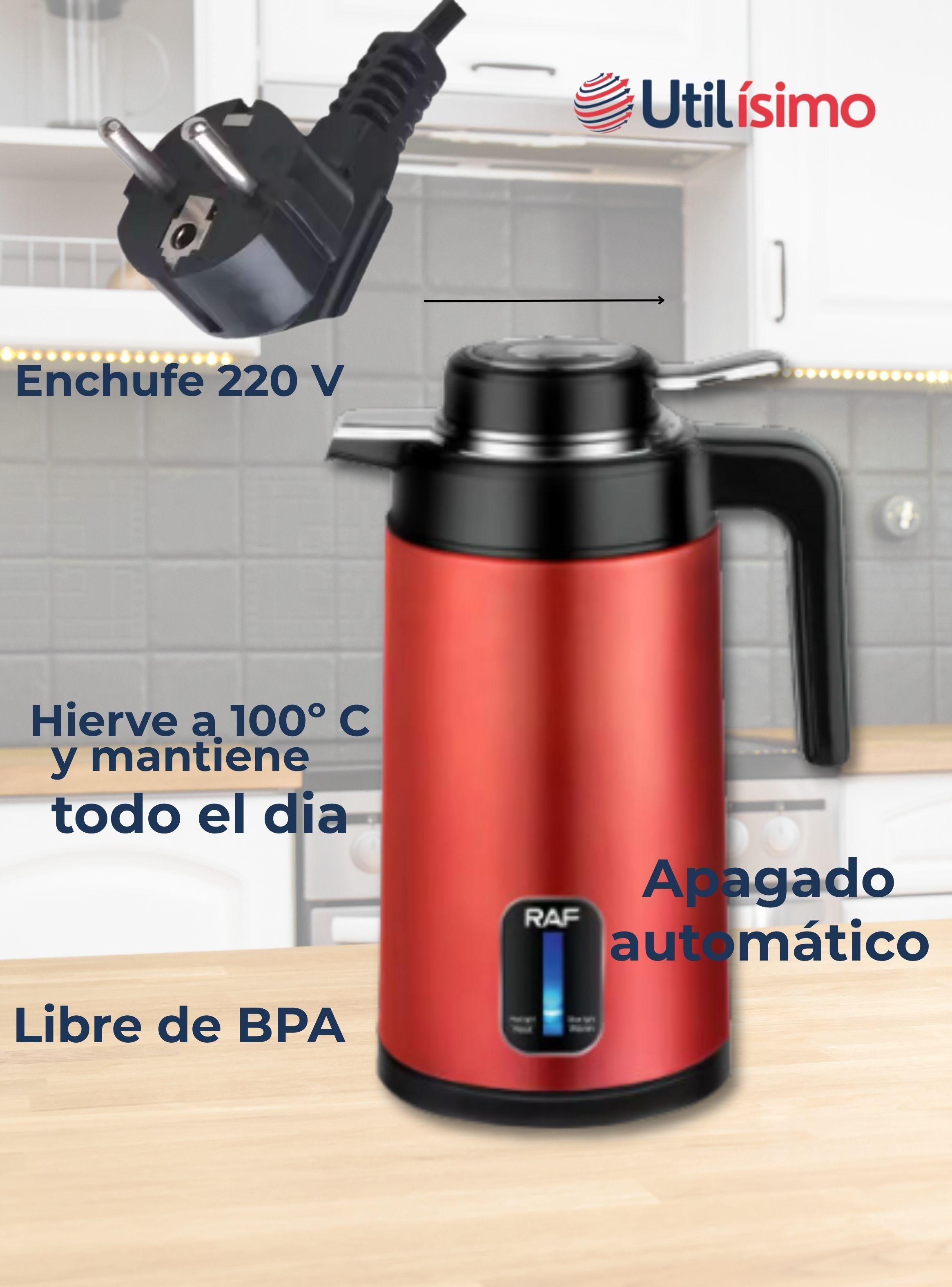 Termo Hervidor Eléctrico Acero Inoxidable 2 Litros Rojo-5