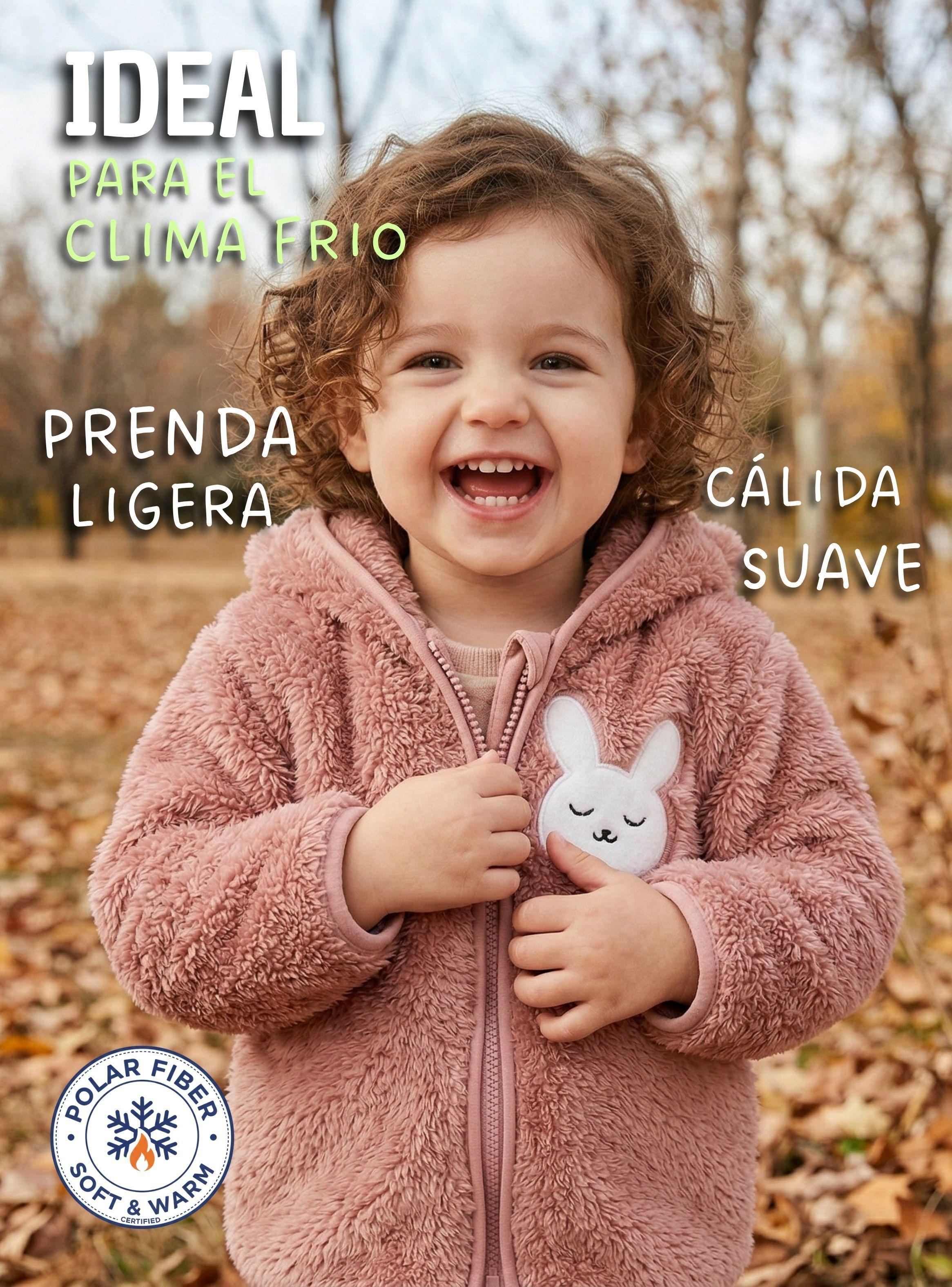 Chaqueta Polerón Con Capucha Forro Polar Bebe Niña Conejo Abrigo Invierno-6