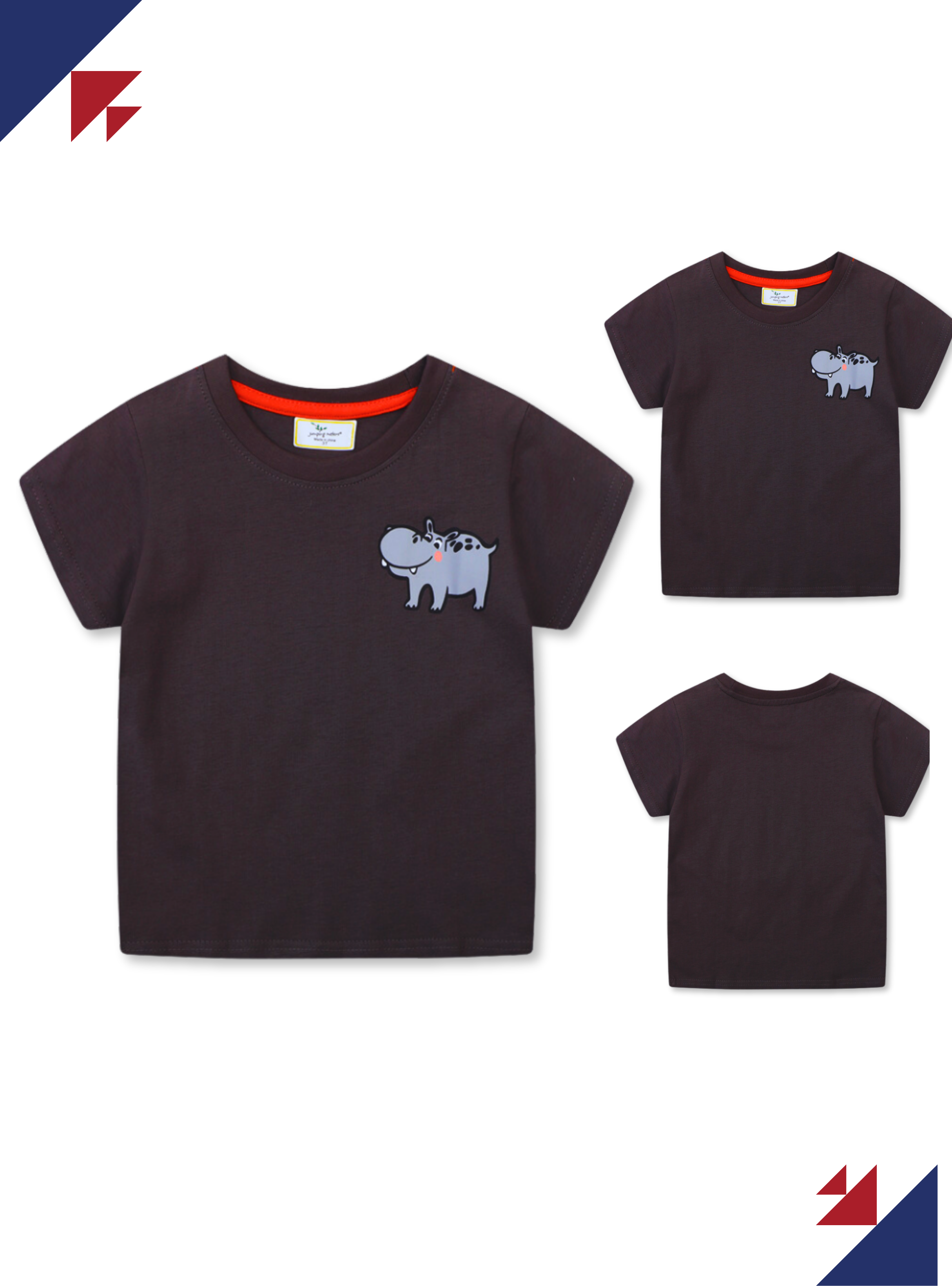 Polera Niño Algodón Manga Corta Jump Kids Hipopótamo Divertido-4