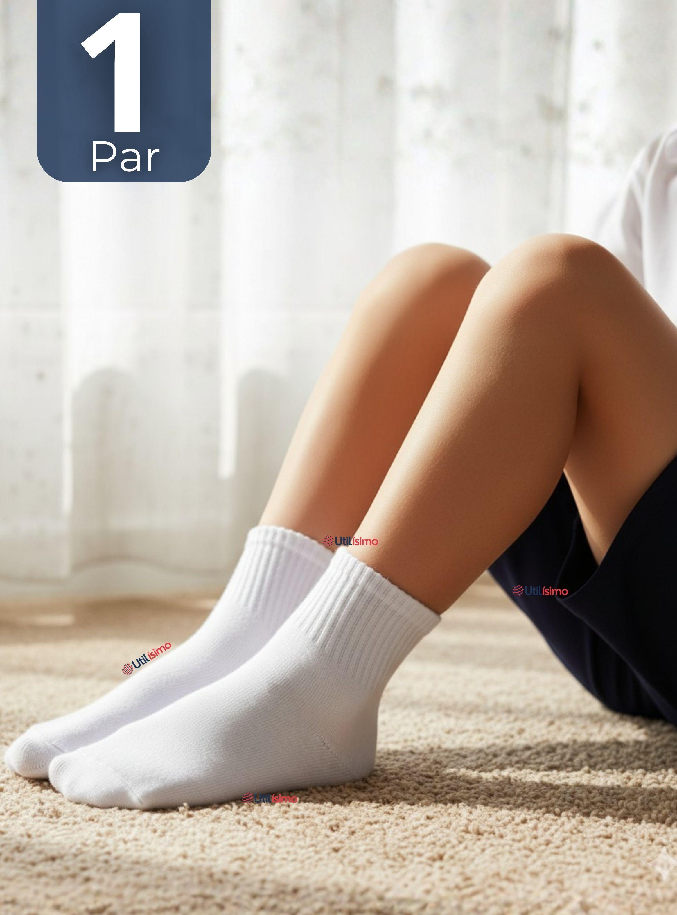 Calcetín Tobillera Corto Algodón Color Blanco Niña y Niño-0