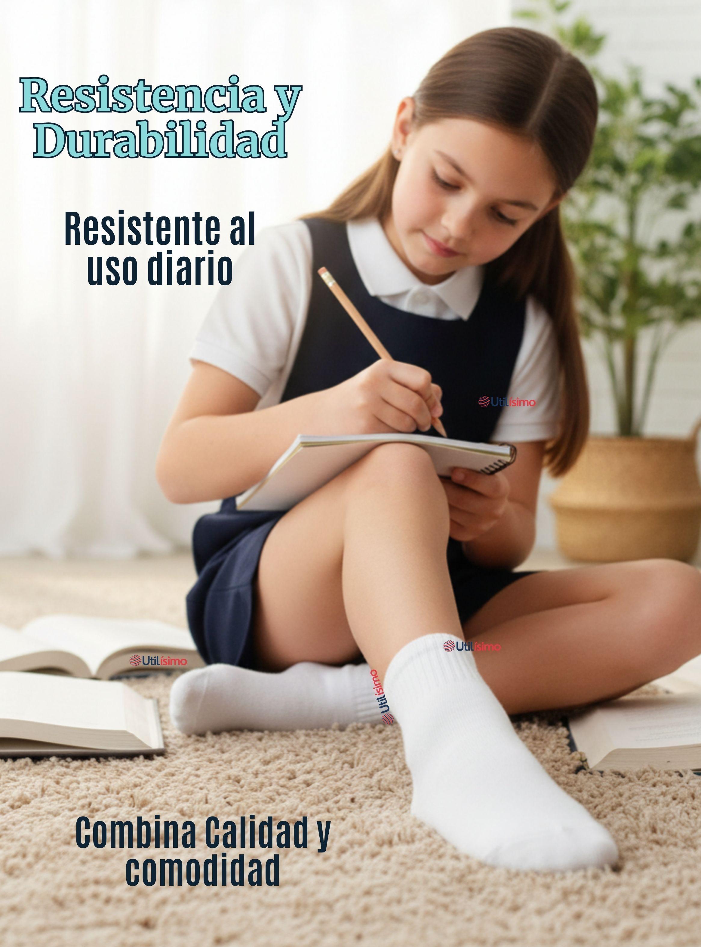 Calcetín Tobillera Corto Algodón Color Blanco Niña y Niño-5