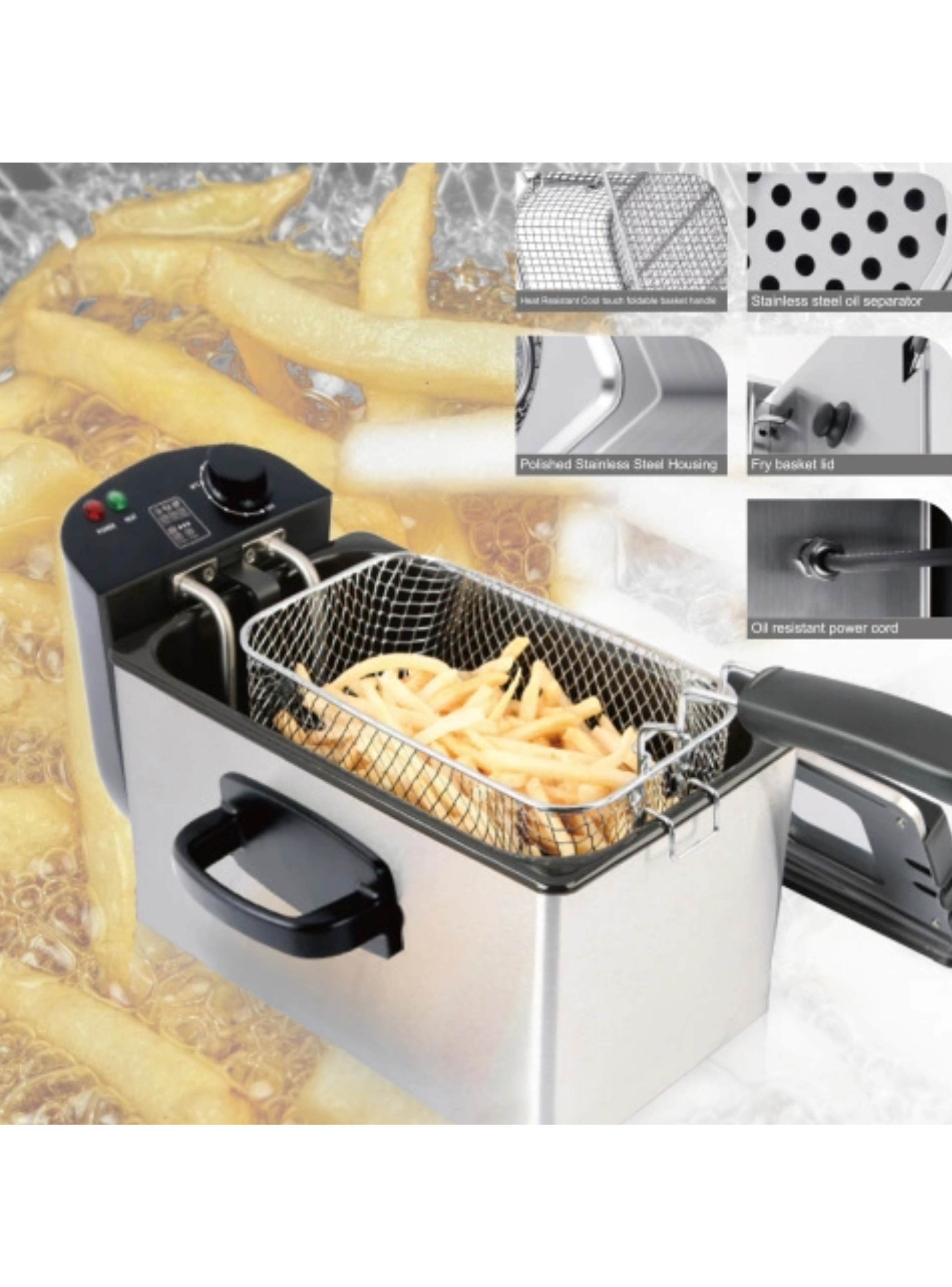 Freidora Eléctrica Con Indicador De Luz Tanque 3.5 L-6