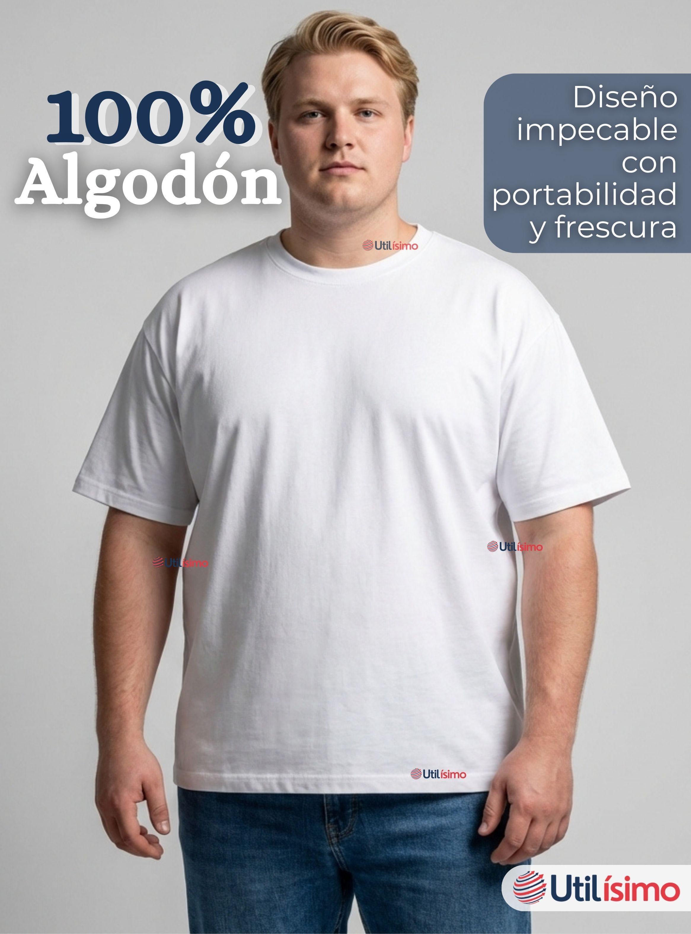 Pack 3 Camisetas Poleras 100% Algodón Básica Lisa Elástica Hombre Color Blanco-1