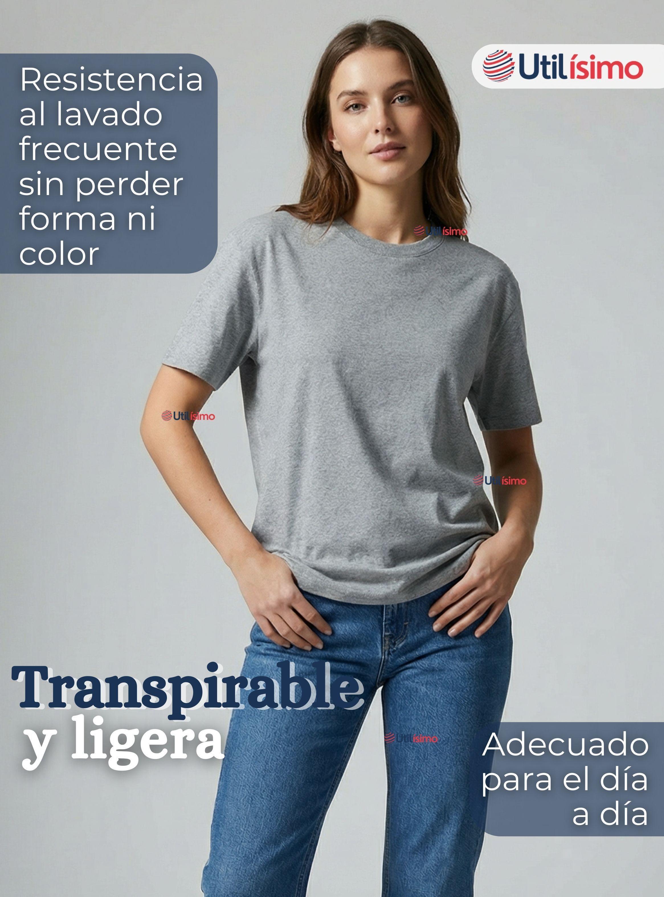 Pack 3 Camisetas Poleras 100% Algodón Básica Lisa Elástica Mujer Colores Surtidos-5