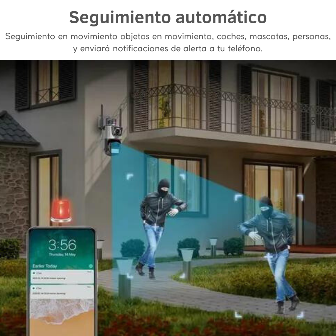 Cámara Domo Wifi Doble Lente Full Hd Alarma Seguimiento Hcl-7
