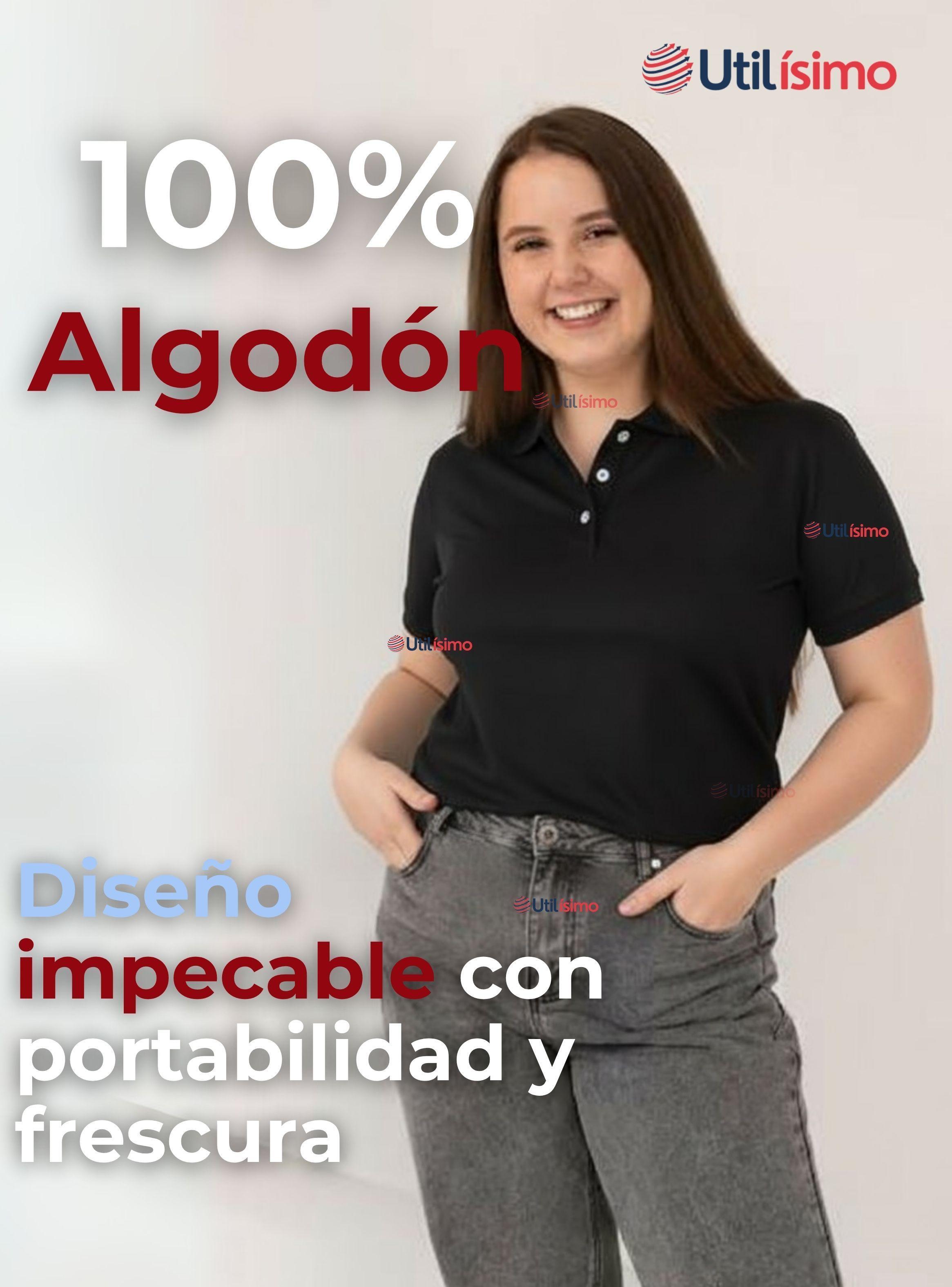 Polera Pique Premium 200g Manga Corta 100% Algodón Suave Chemise Negro Mujer-4