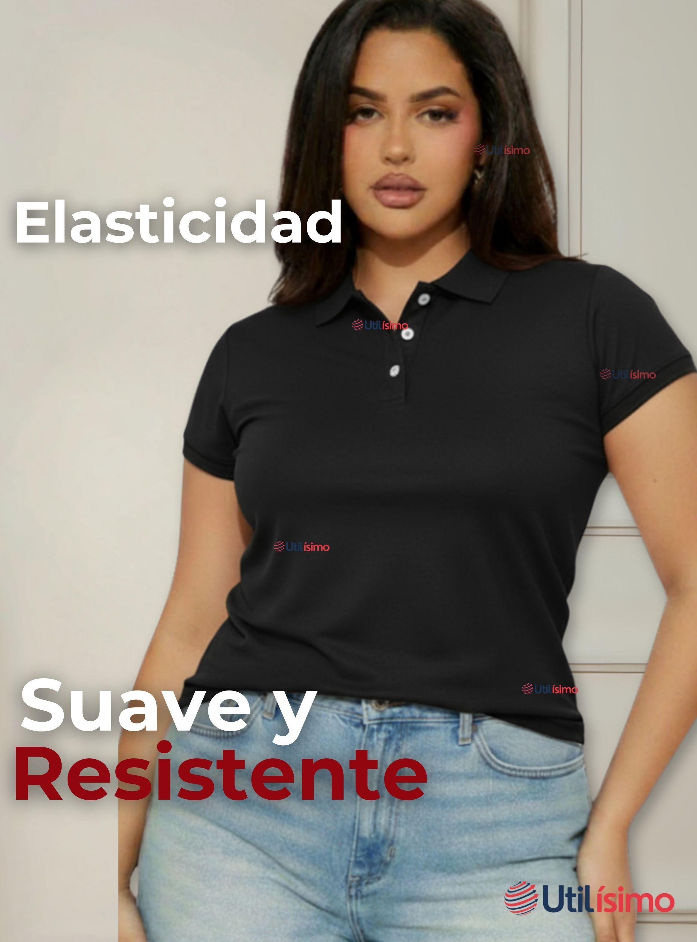 Polera Pique Premium 200g Manga Corta 100% Algodón Suave Chemise Negro Mujer-6