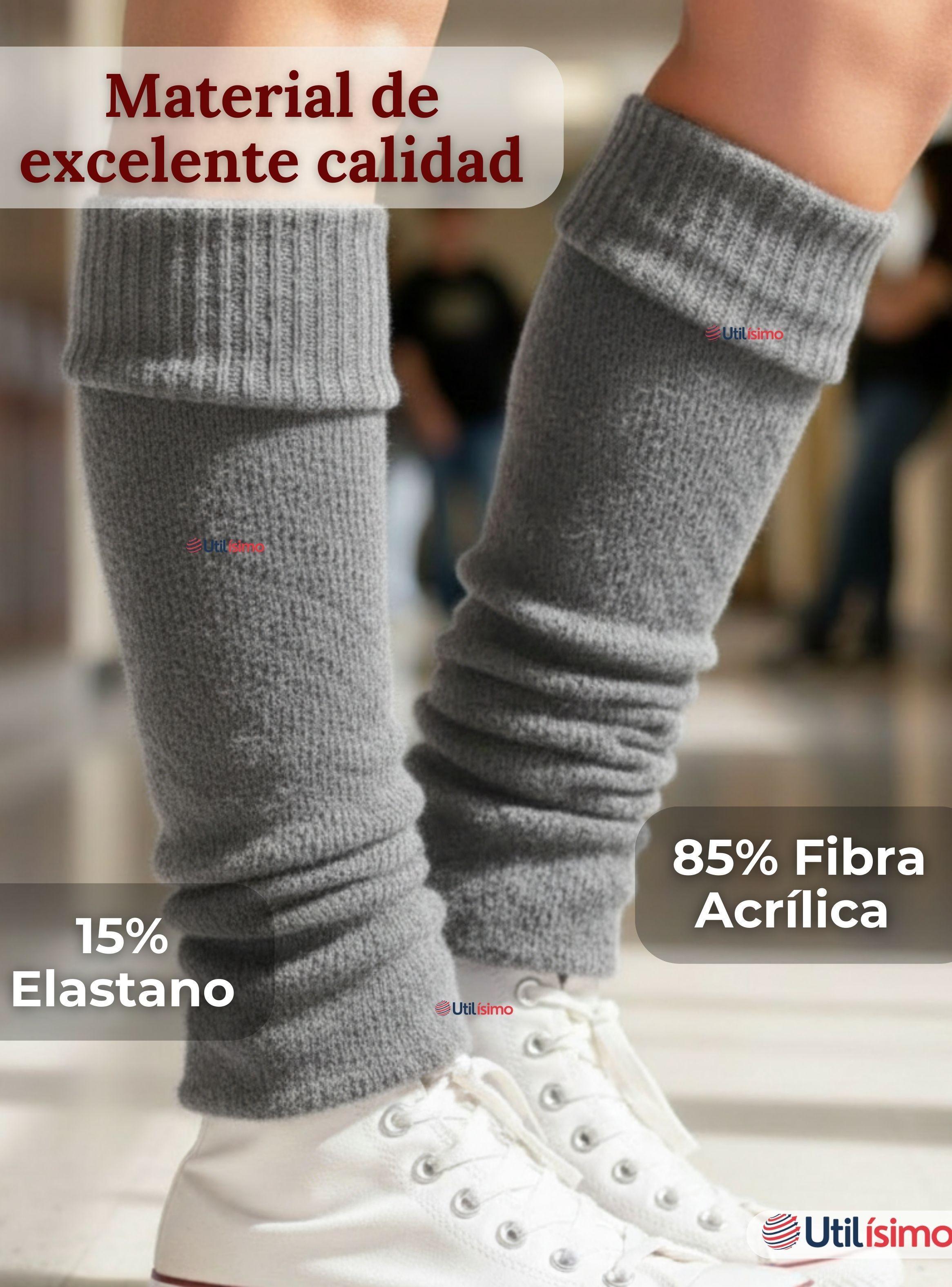 Polainas Escolares 1 Par Invierno Abrigadoras Niña Gris Acrílico-5