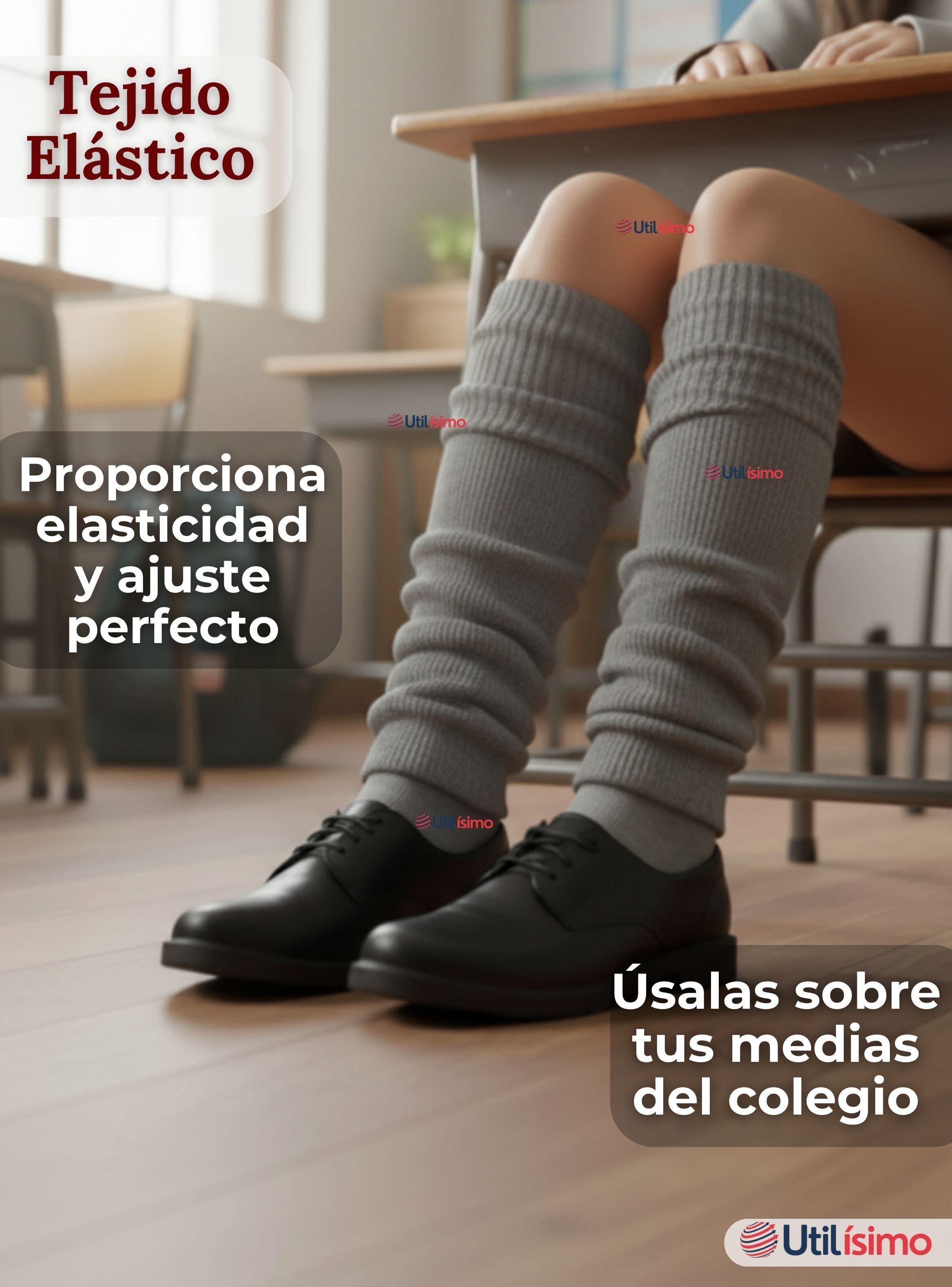 Polainas Escolares 1 Par Invierno Abrigadoras Niña Gris Acrílico-6