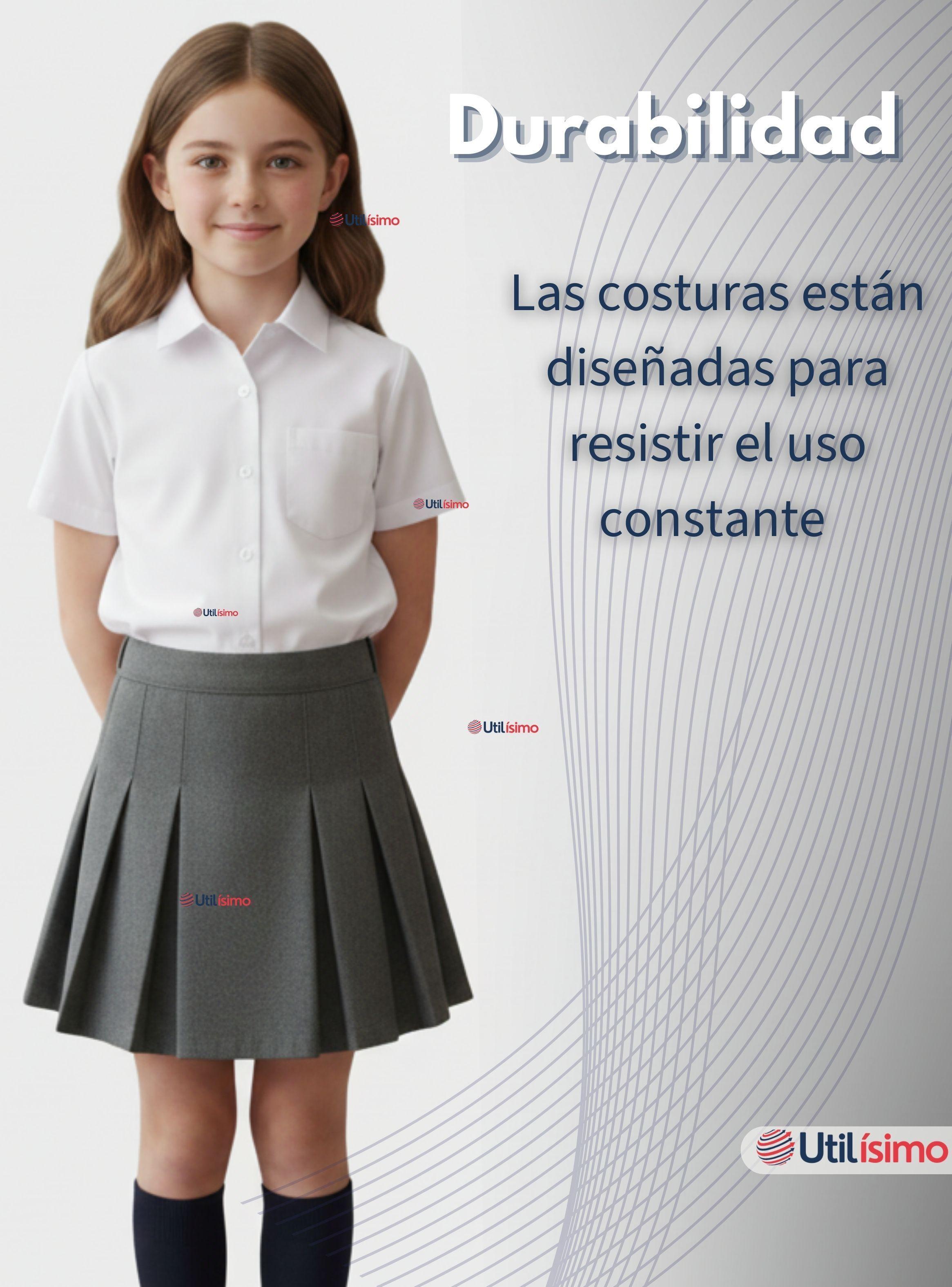Falda Escolar Plisada de Color Gris para Niñas-7